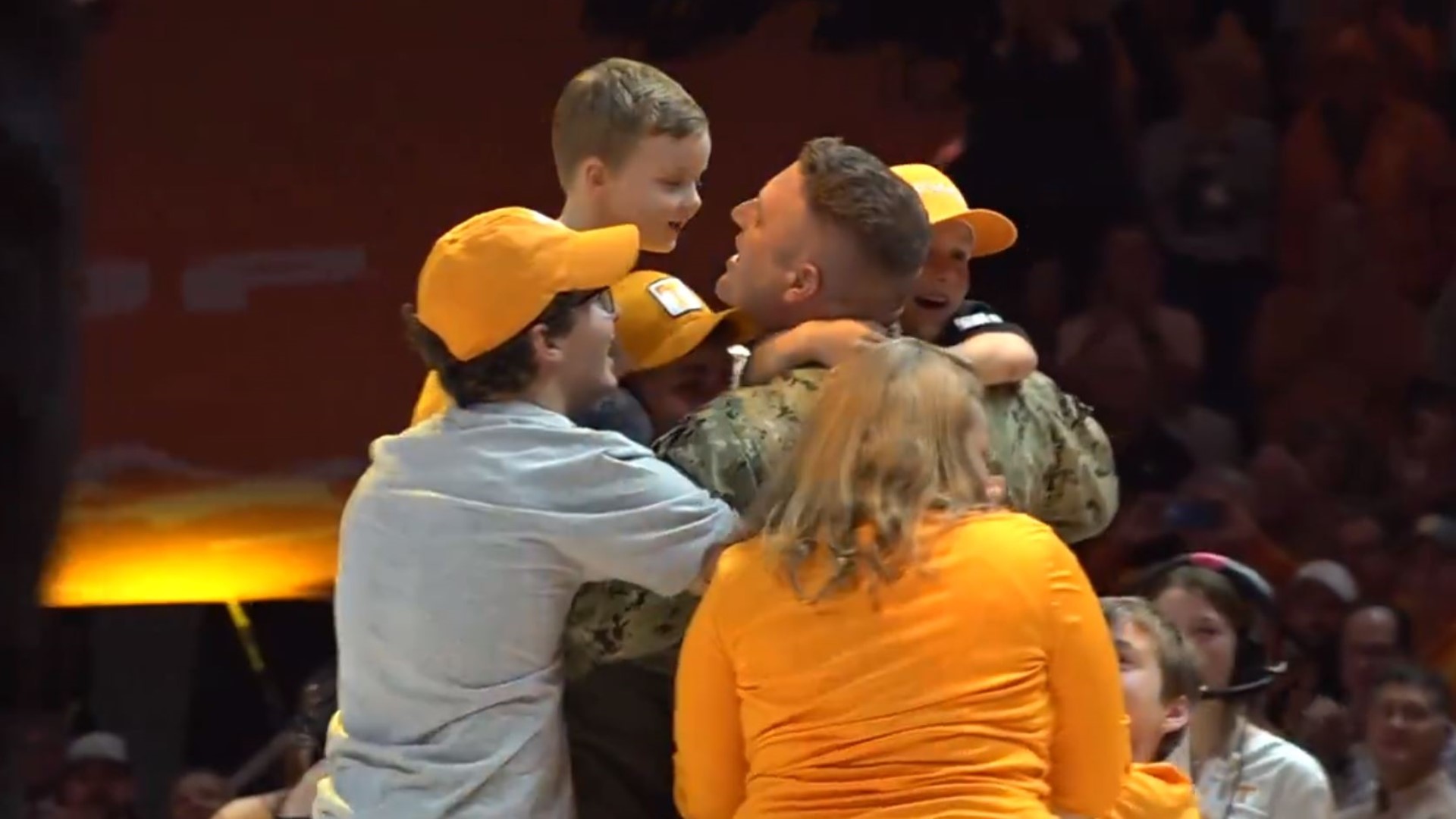 Lieutenant Commander Zachary Smith surprised his family during the Tennessee men's basketball game as they took on Illinois.