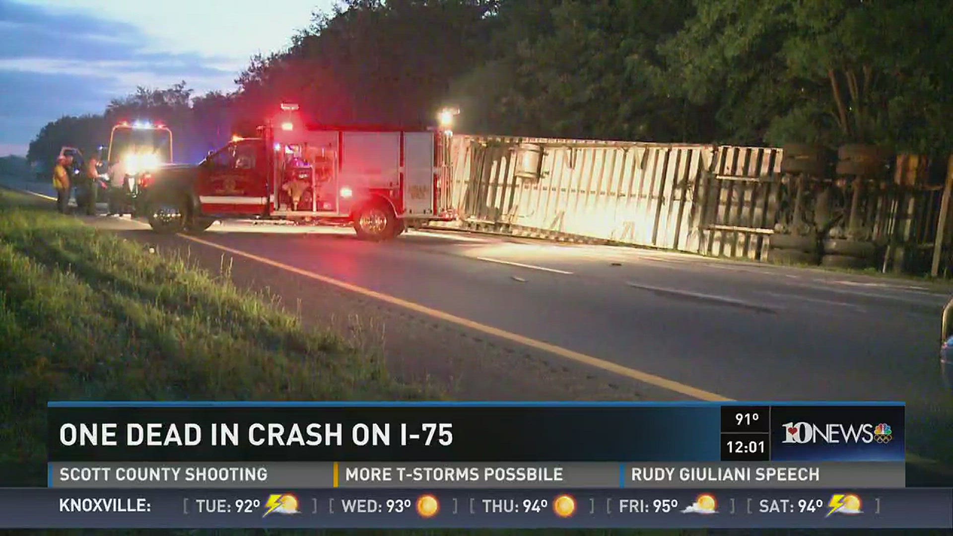 Someone died in a crash on Interstate 75 North in Loudon County on Tuesday morning.