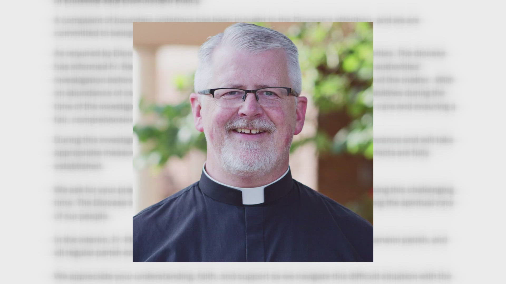 The Diocese of Knoxville sent a letter to members of the Parish saying Father Joseph Reed if accused of violating the "Safe Environment Policy."