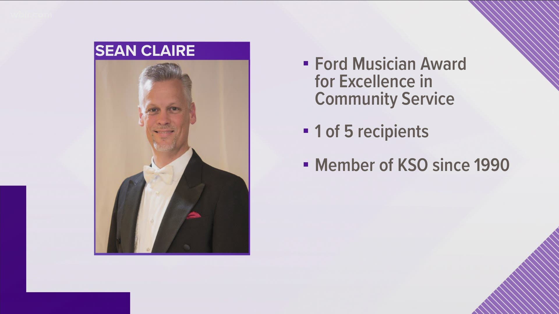 Sean Claire is one of just five orchestra musicians in the US to receive a Ford Musician Award for Excellence in Community Service.