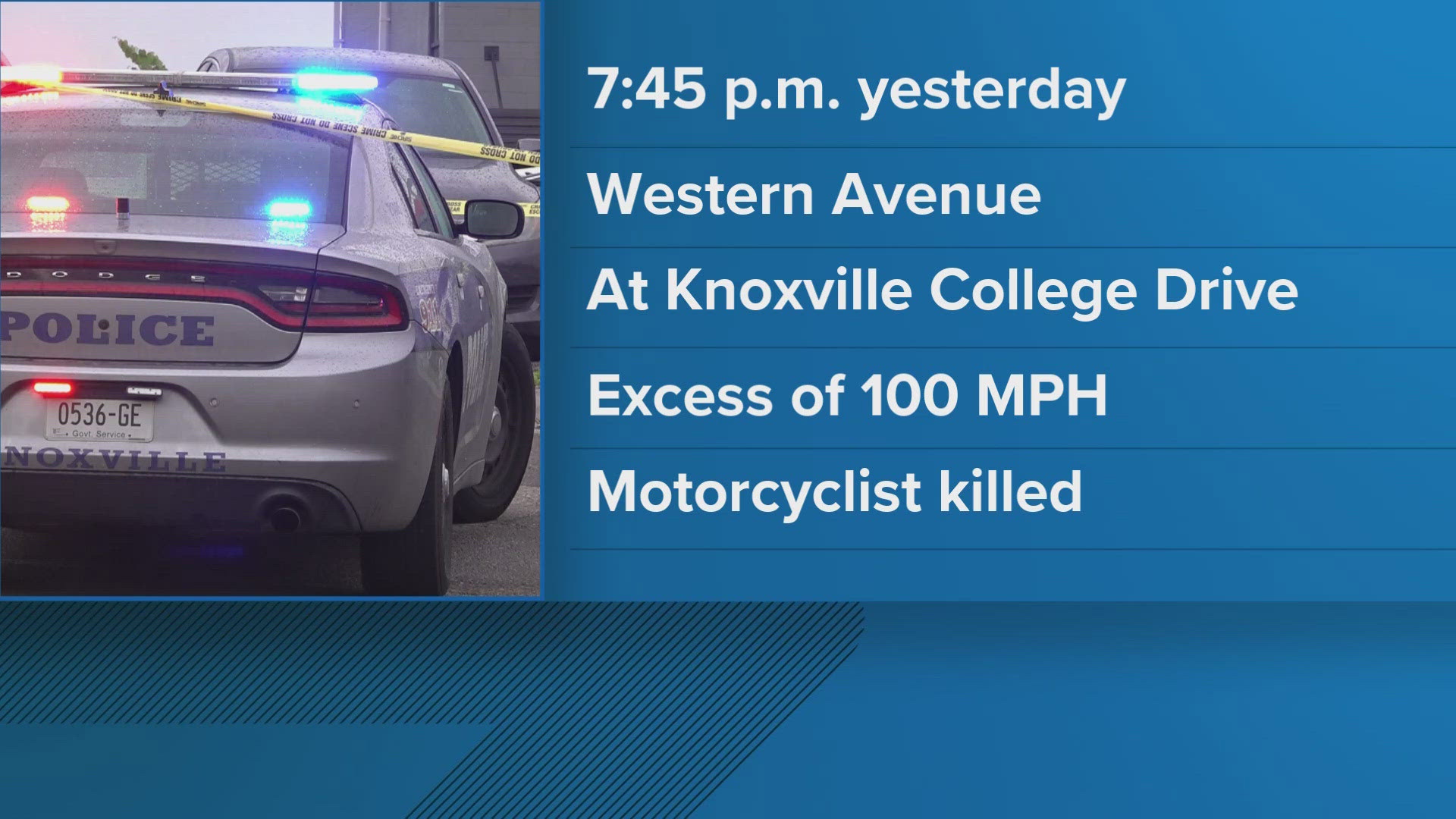 The Knoxville Police believe speed was a factor in the crash.