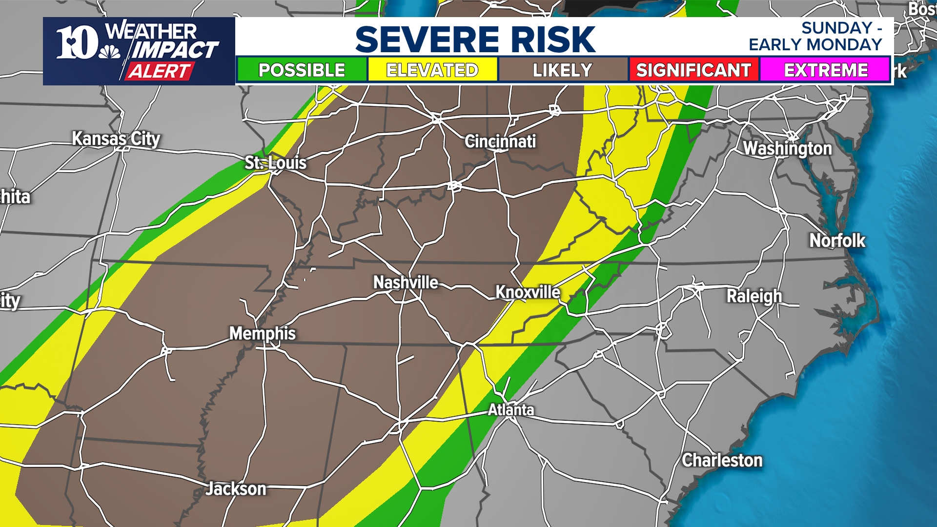 WEATHER IMPACT ALERT FOR SUNDAY NIGHT THROUGH MONDAY | wbir.com