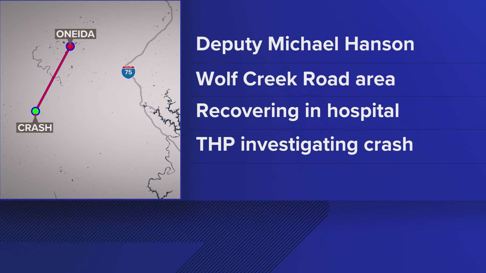Officials said the deputy was taken to UT Medical Center where he will undergo further treatment and observation.