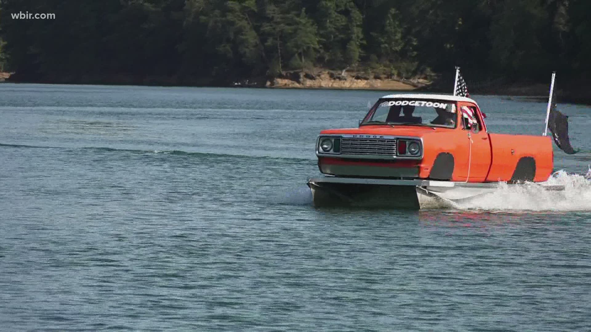 The 'Dodgetoon' is part Dodge pick-up truck and part pontoon boat