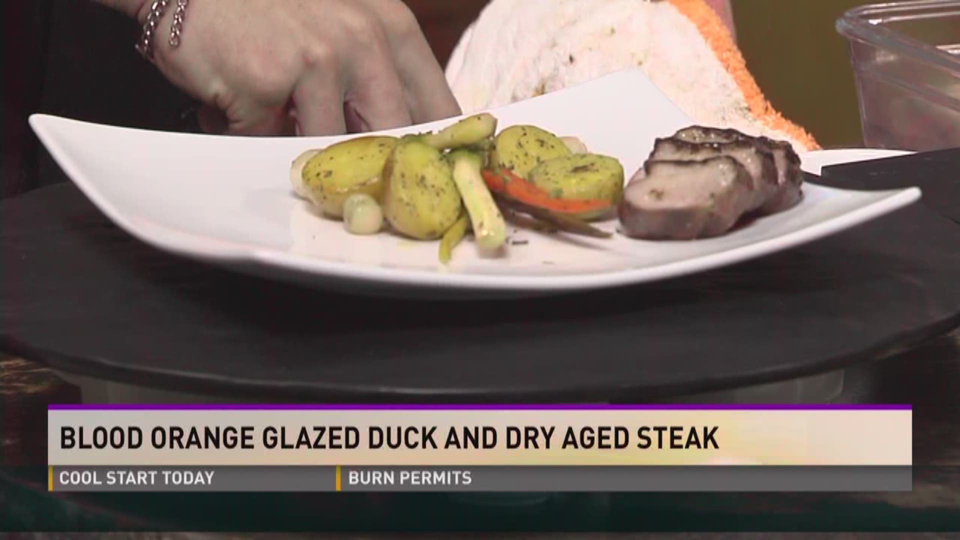 Blood Orange Glazed Duck and Dry Aged Steak