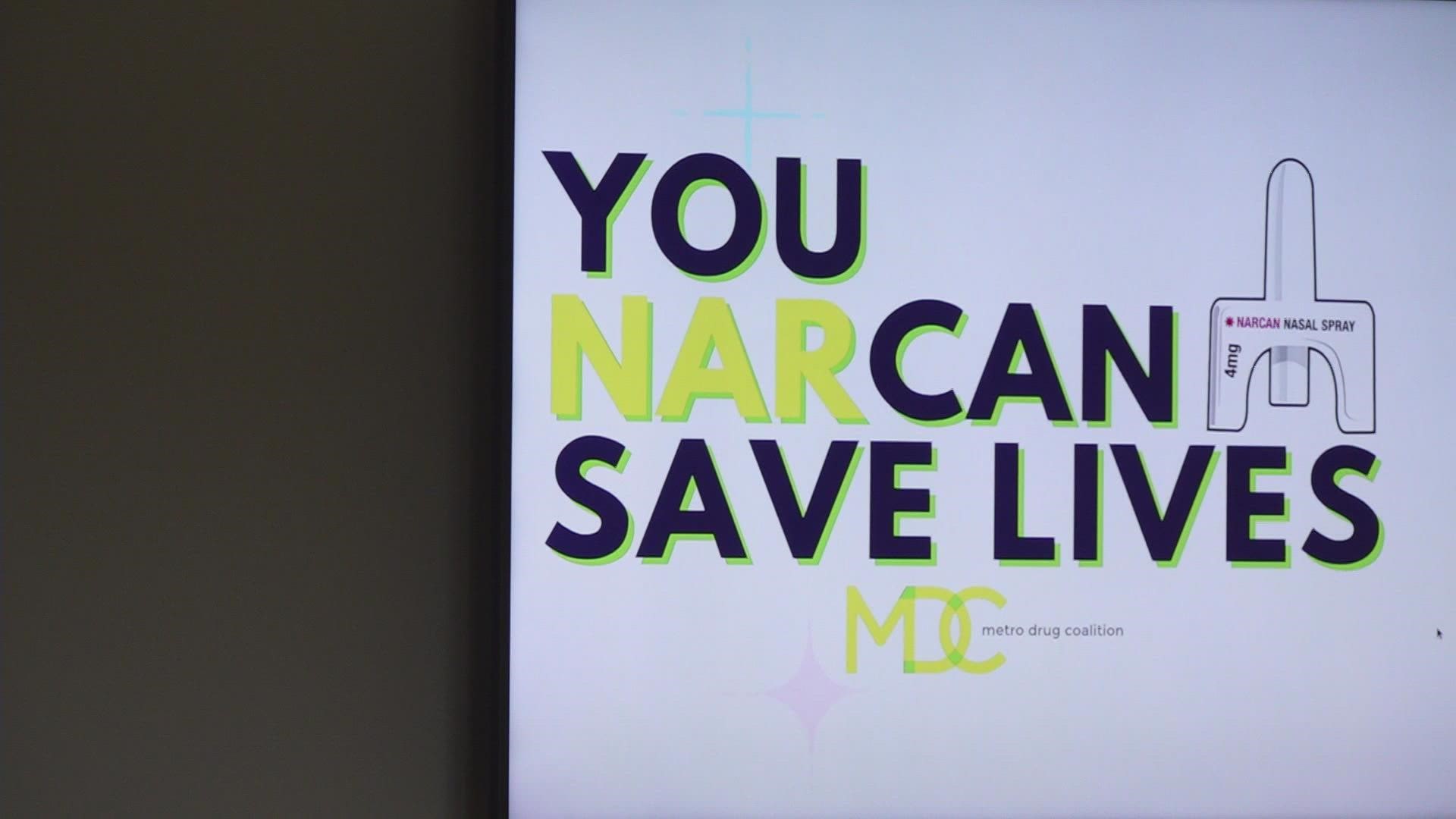 Jessica Stanley has been in recovery for six years. On Tuesday, she held a Narcan training at the Metro Drug Community Coalition meeting.
