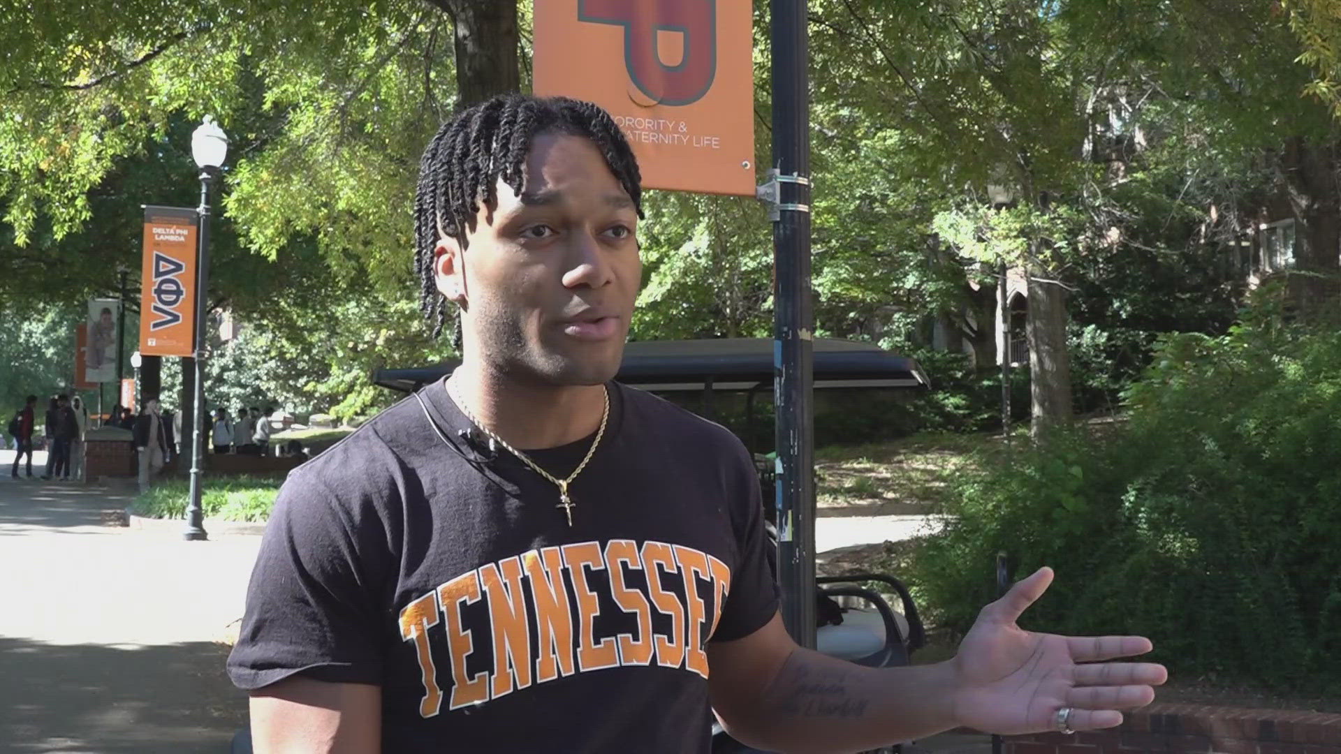 UT student preparing to cheer for the Vols against Alabama on Saturday