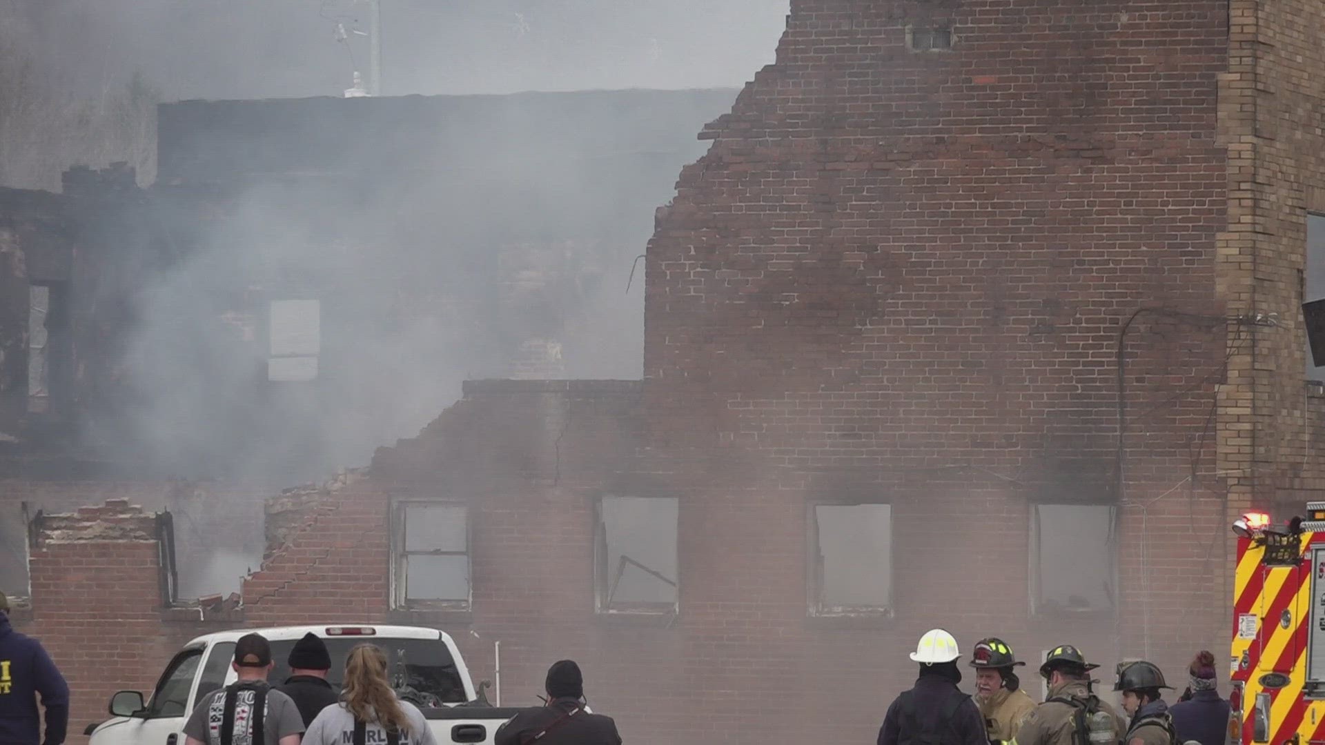 Rocky Top Police Chief John Thomas told WBIR crews it's estimated that eight people were inside the building when the fire started.