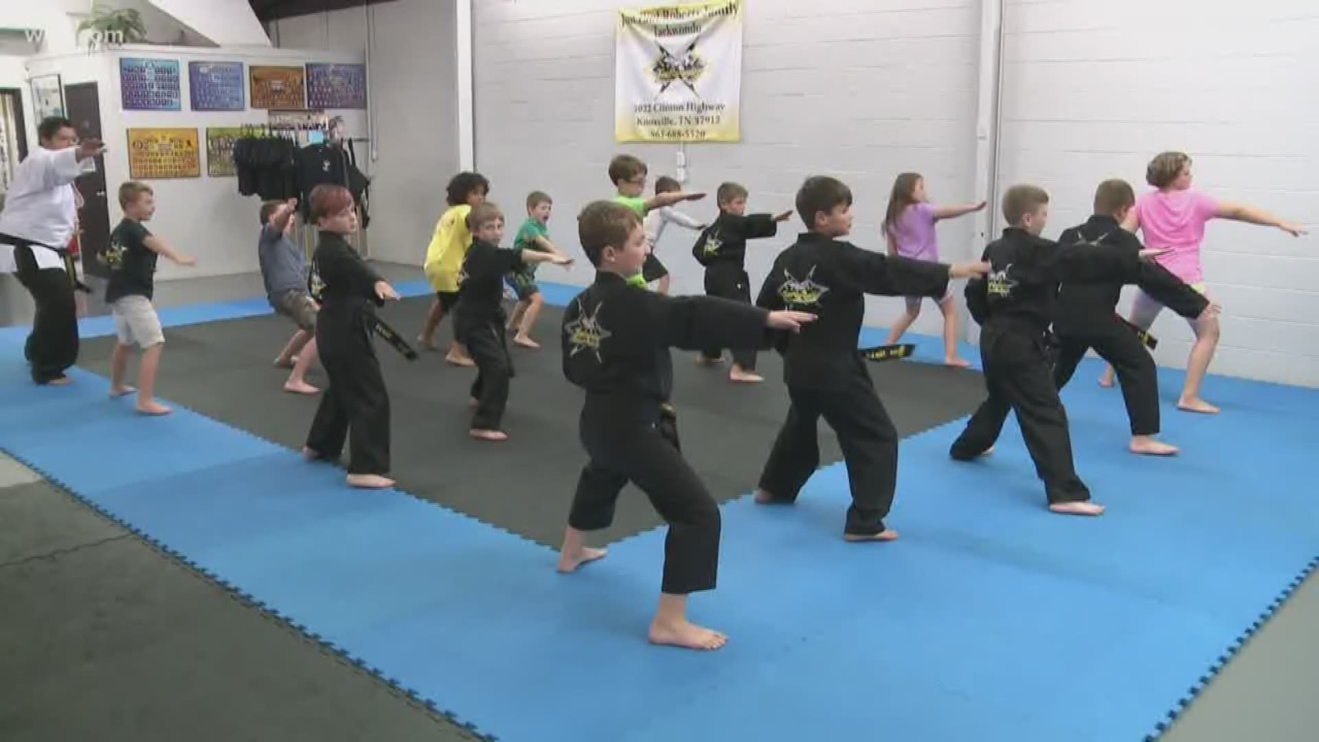 Children learn martial art skills and confidence