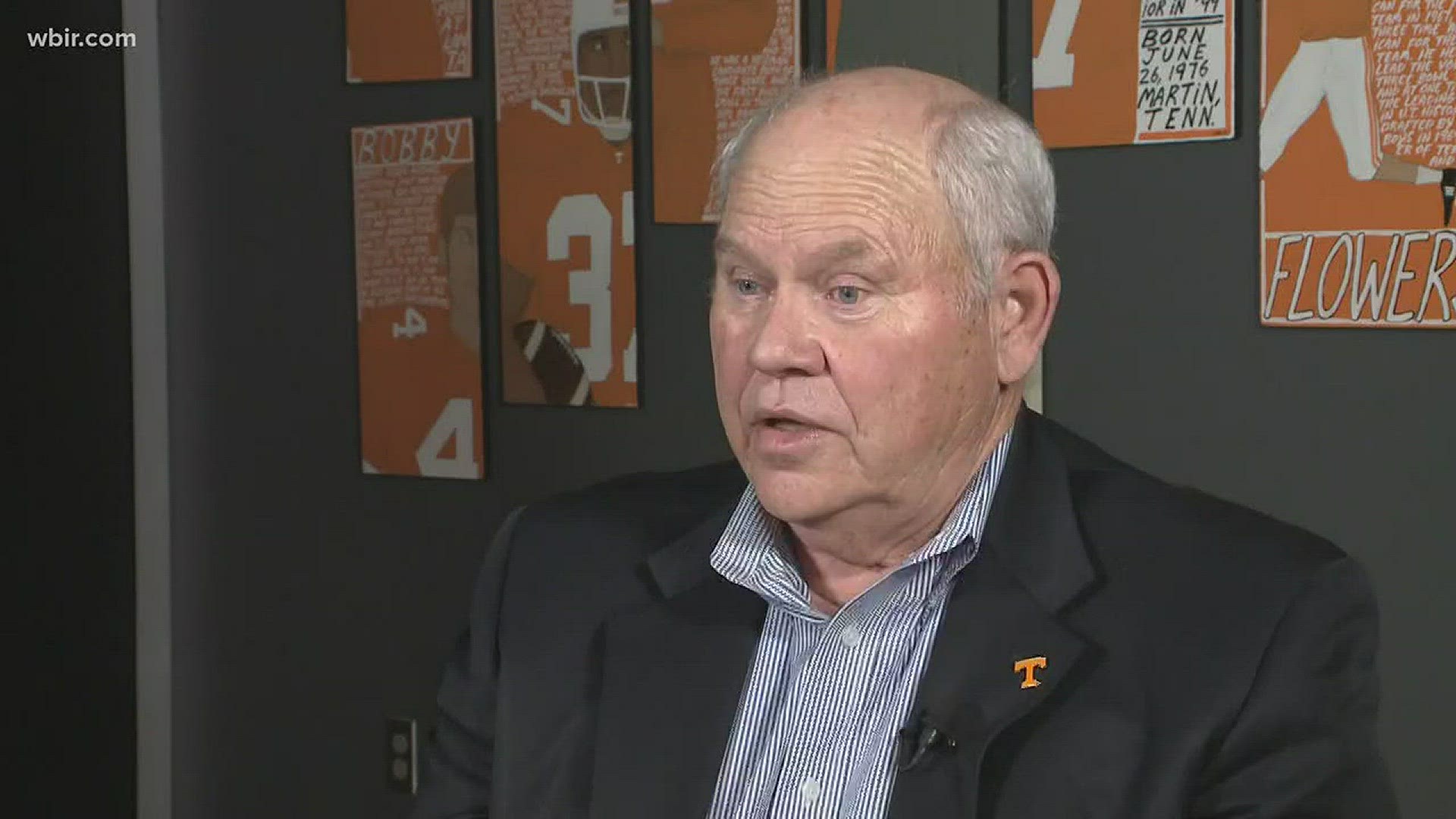 UT Athletics Director Phillip Fulmer sat in on a team meeting Tuesday with Coach Pruitt and the Vols football team.