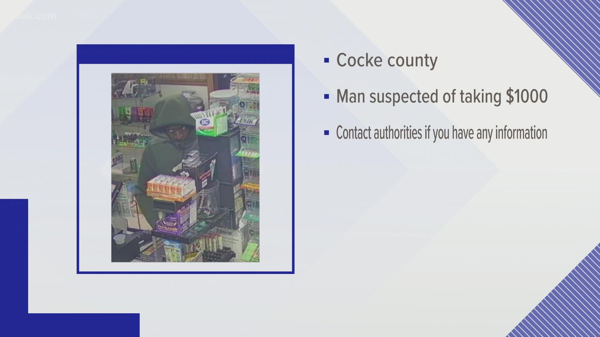 Cocke County Sheriffs Office searching for armed robbery suspect in Del