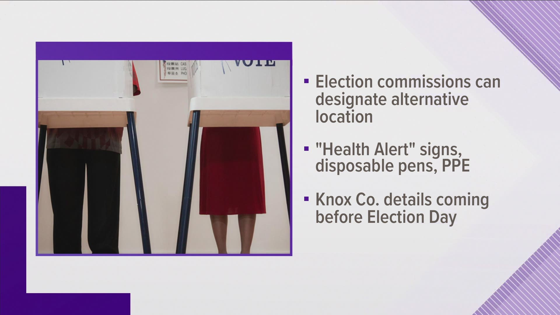 Voters with COVID-19 symptoms will vote at a specific location on Election Day, to keep voters safe while casting their ballots.