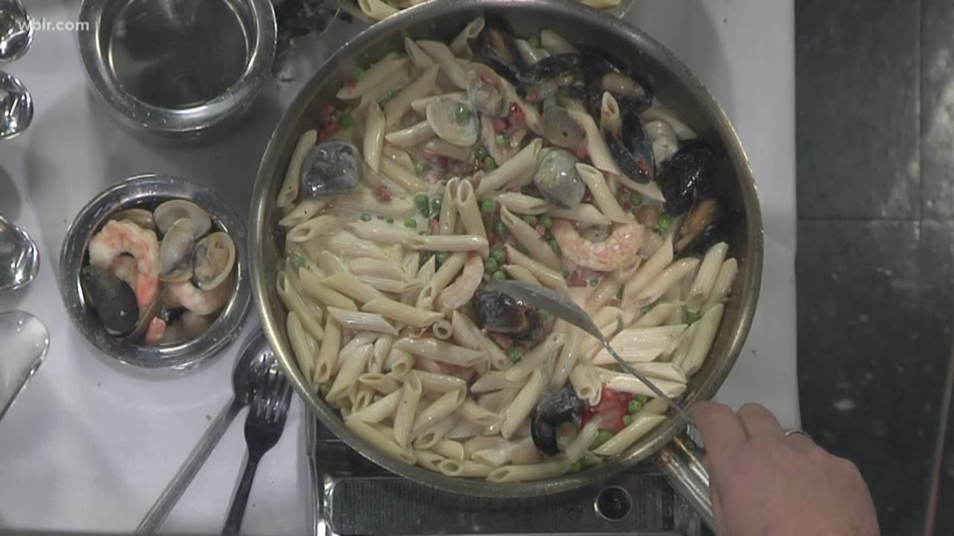 UT Culinary make a smoked seafood pasta.