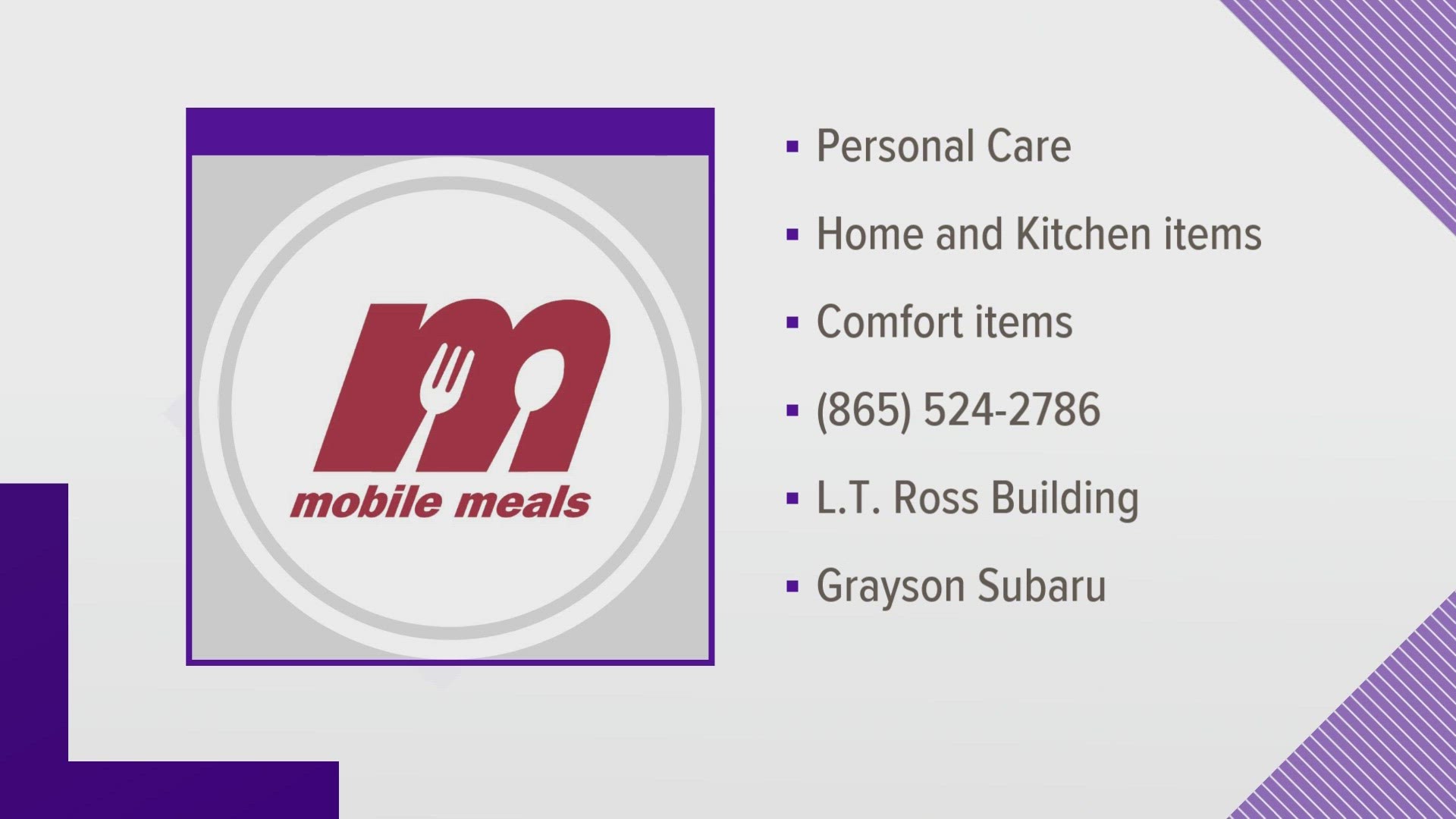 Knoxville leaders said the program is collecting gift bags for around 700 homebound seniors who receive Mobile Meals.