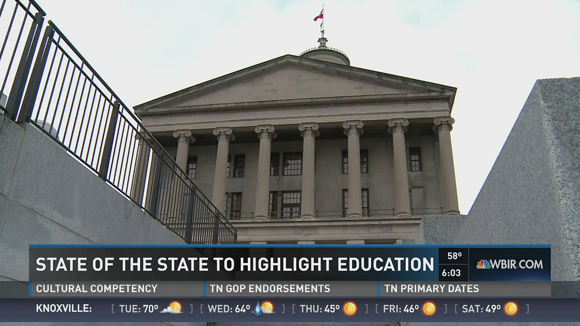 Gov. Bill Haslam's State of the State address is expected to address education, possible infrastructure upgrades, and overall plans for 2016. (2/1/16 6PM)