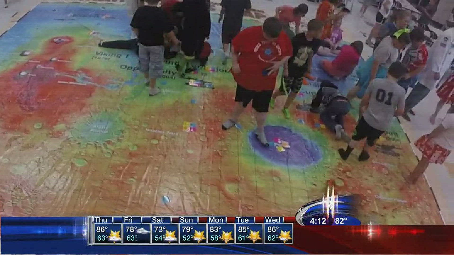 Interactive map at Talbott Elementary School is one of 100 in the world. https://sharespace.org/ Live at Five at Four 5-10-17