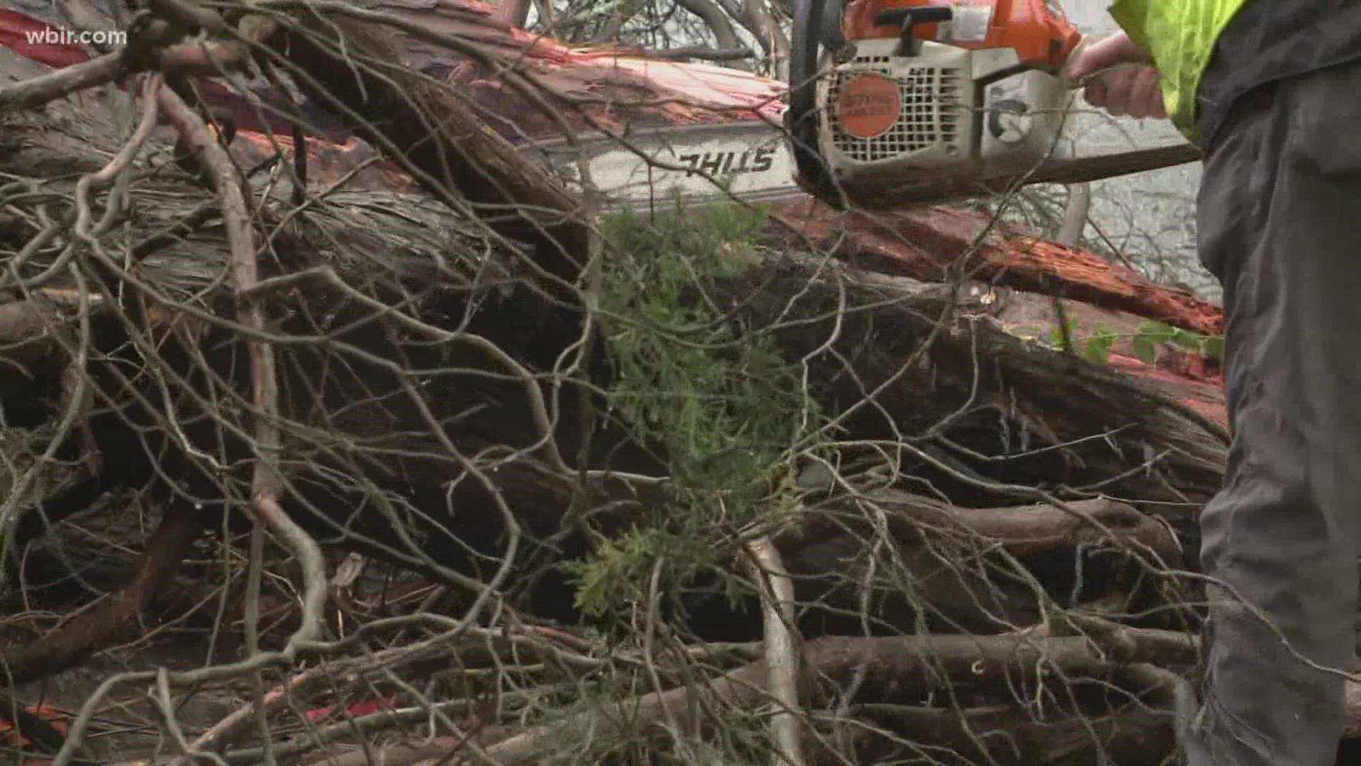 Storms passed through East Tennessee on Saturday, damaging some areas and knocking out power.