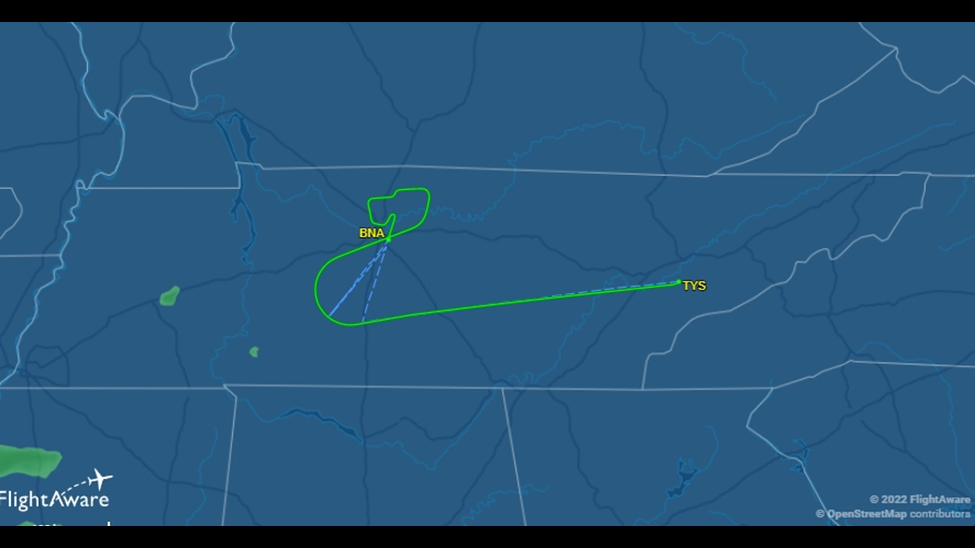 KnoxvilletoDallas flight diverted to Nashville for possible