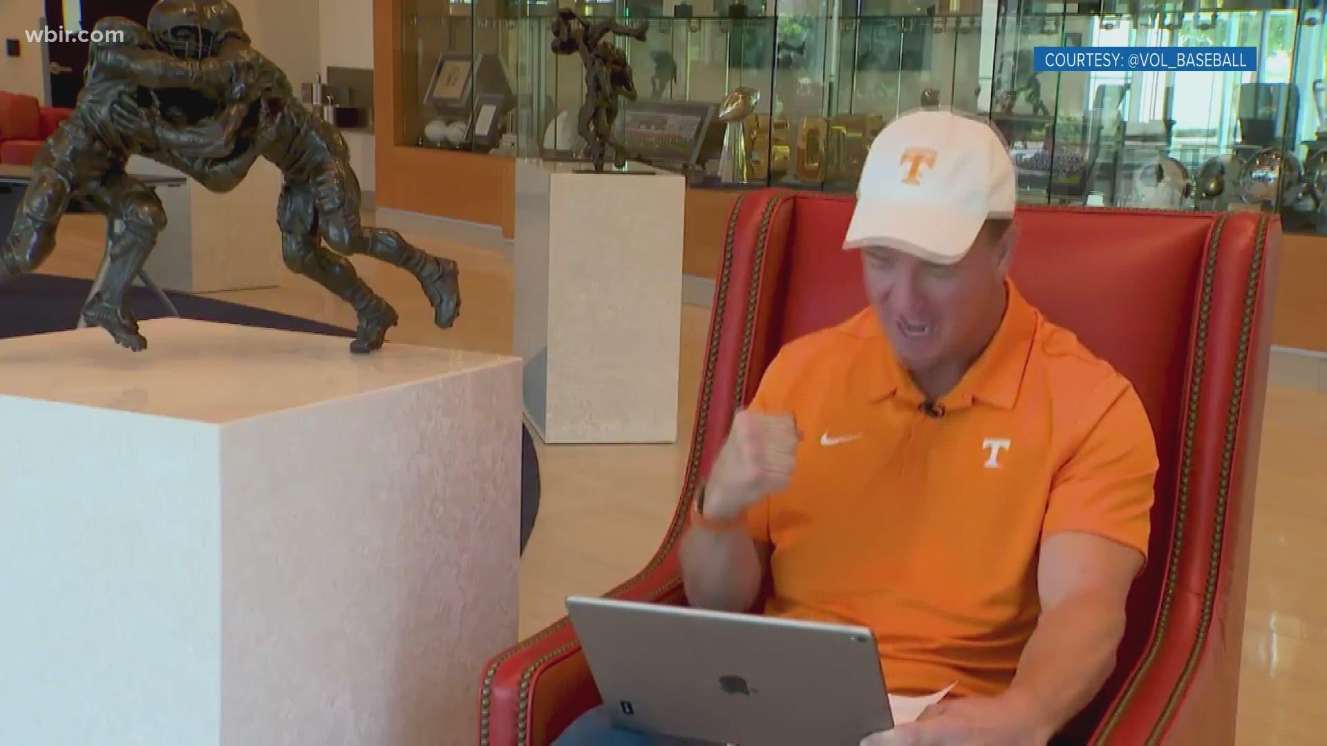 "It's from the diaphragm, it's three syllables," Peyton Manning clarified during a video posted on Tennessee Baseball's social media.