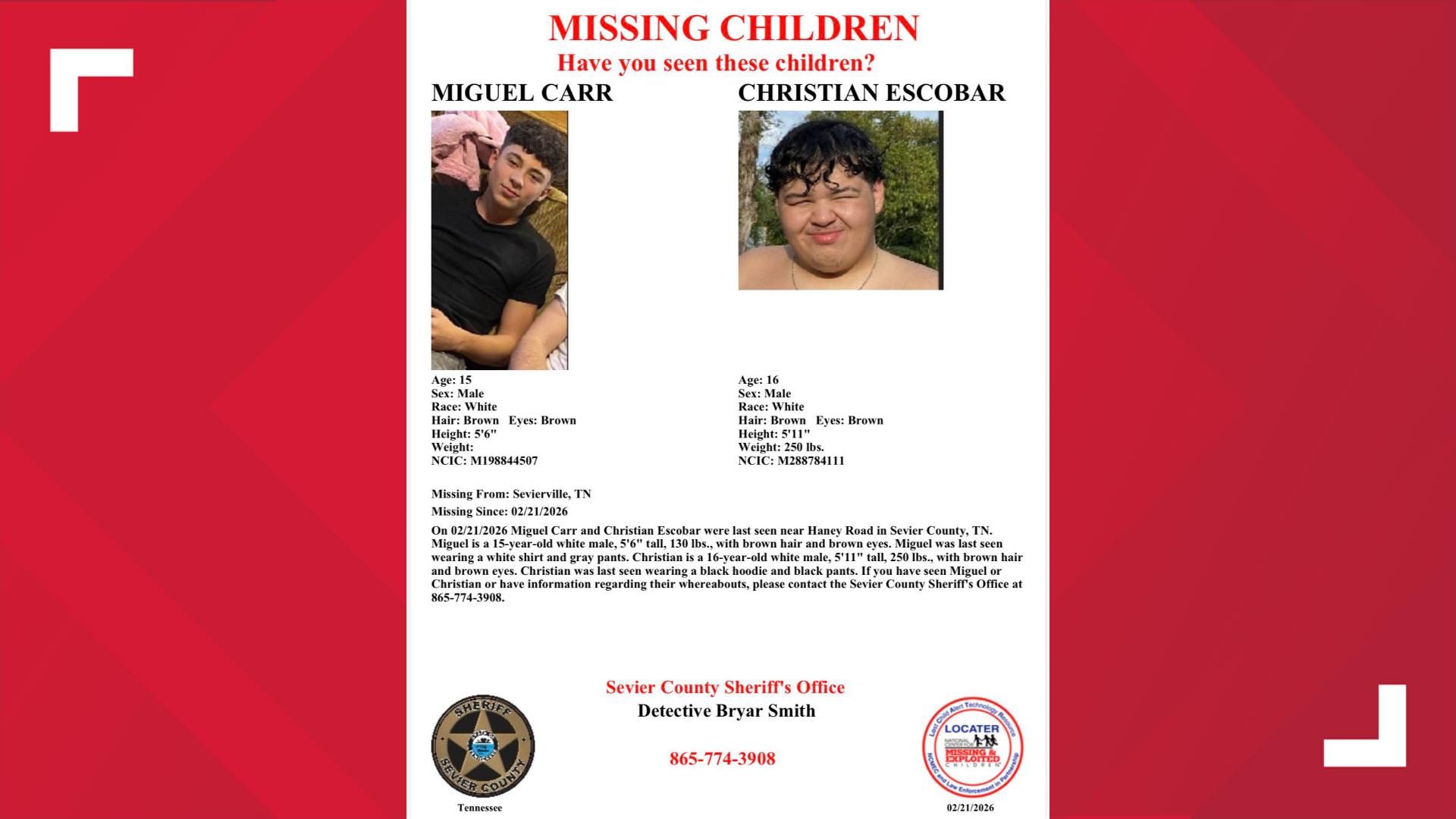 Update: Two missing teens located, sheriff's office says | wbir.com