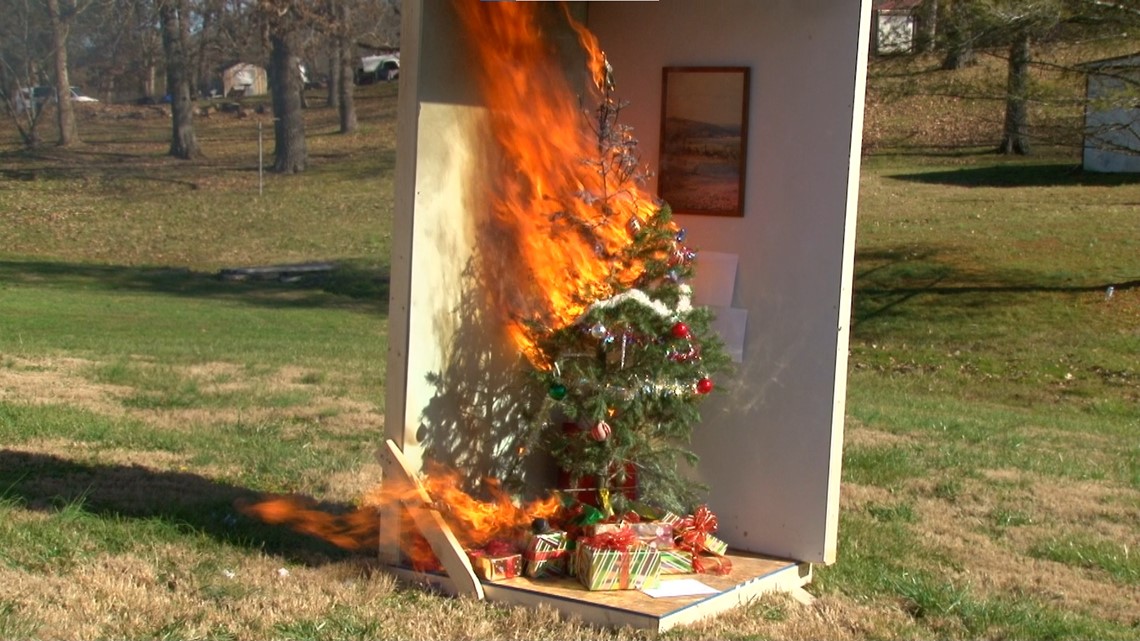 Here's how easily dry Christmas trees can catch fire