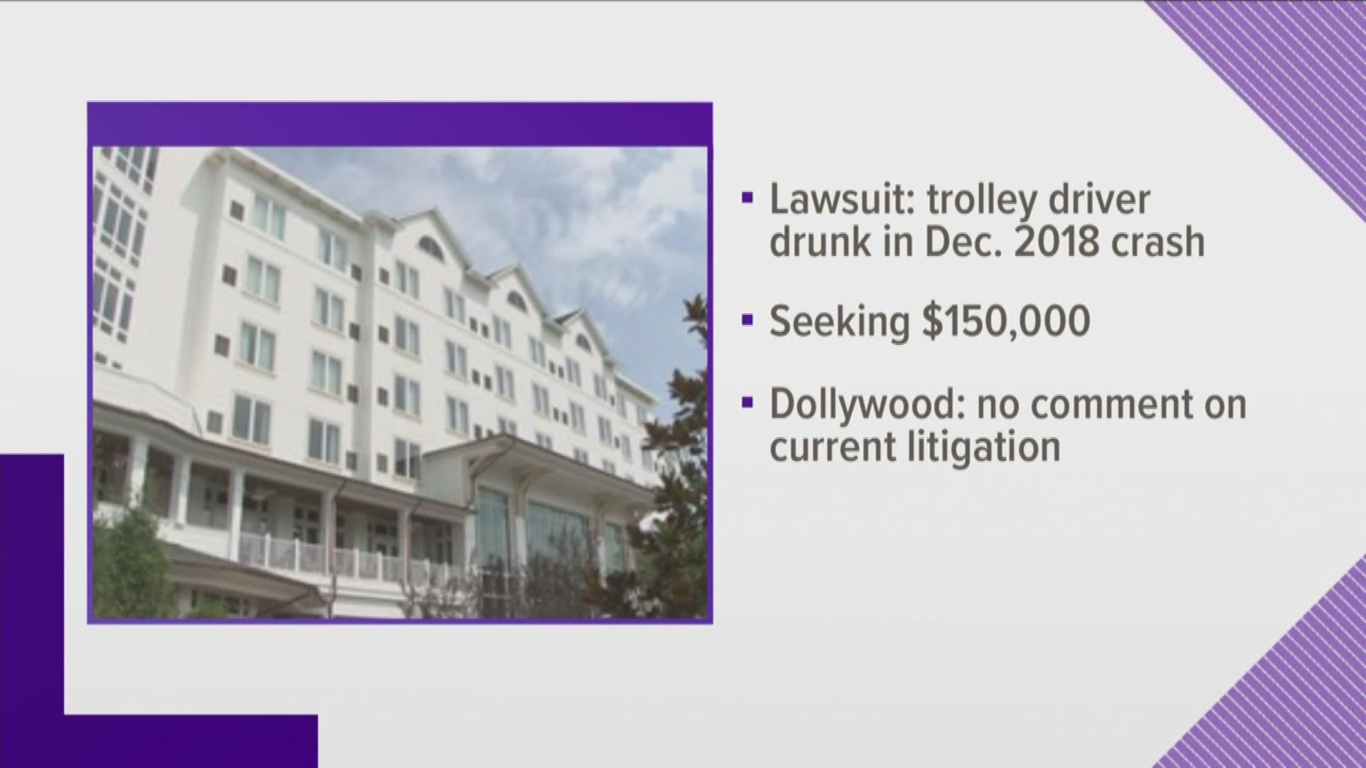 A West Virginia man is suing Dollywood after a trolley crash in 2018.