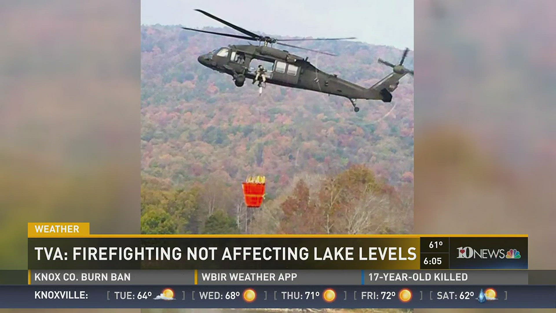 Nov. 14, 2016: Firefighting crews are using water from TVA lakes to battle wildfires across our region, but TVA representatives say this is not impacting lake levels.