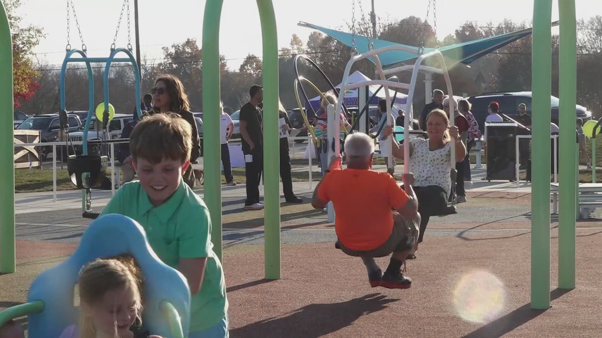 The playspace is designed to give seniors and children a chance to be more active and to give people of all ages a chance to have fun.