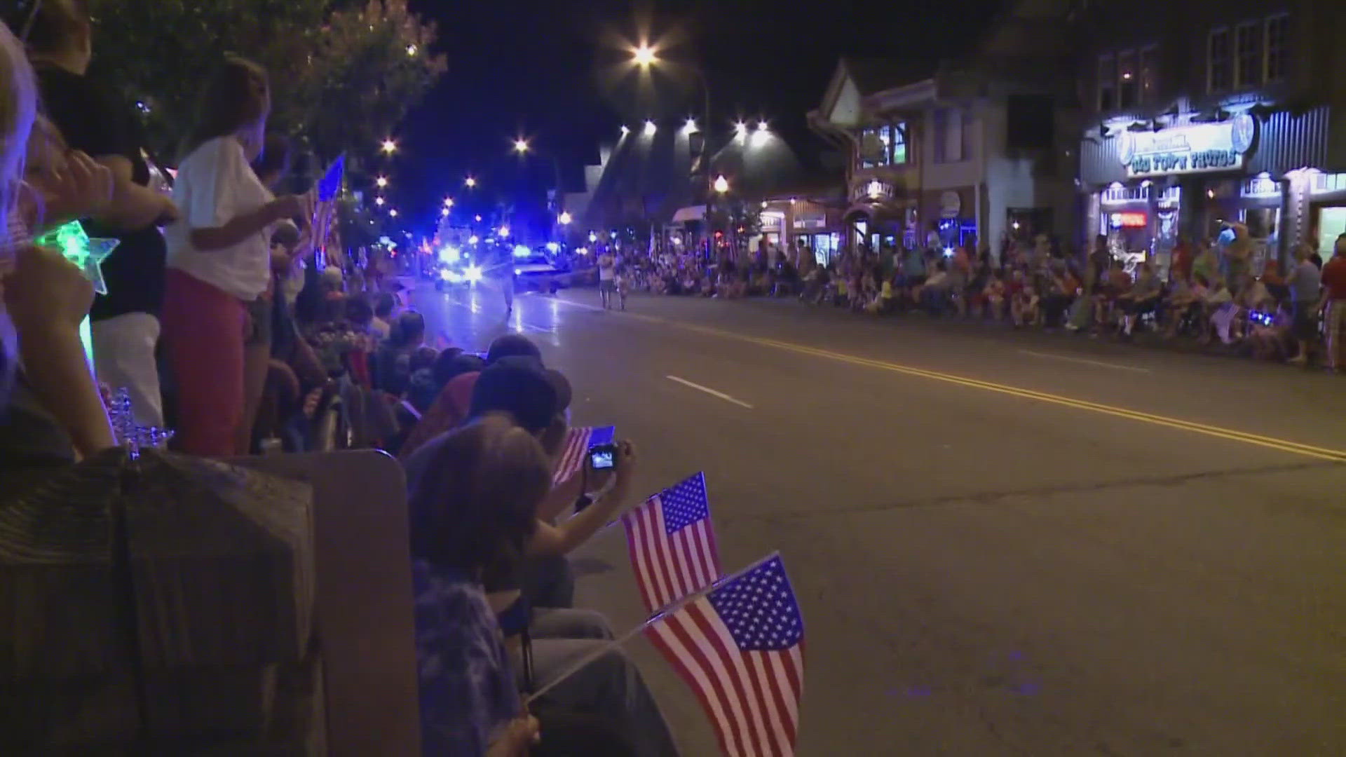 The parade kicks off at exactly midnight on the Fourth of July.