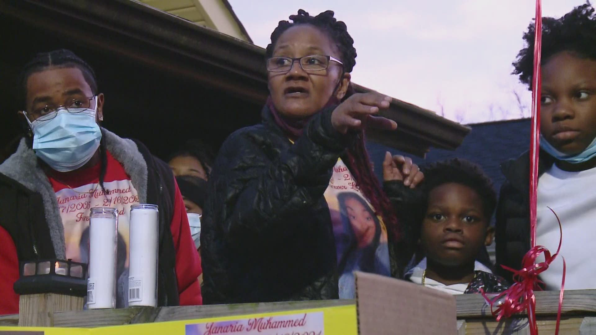Family, friends and the community paid tribute to 15-year-old Janaria Muhammad, who was shot and killed Tuesday night.