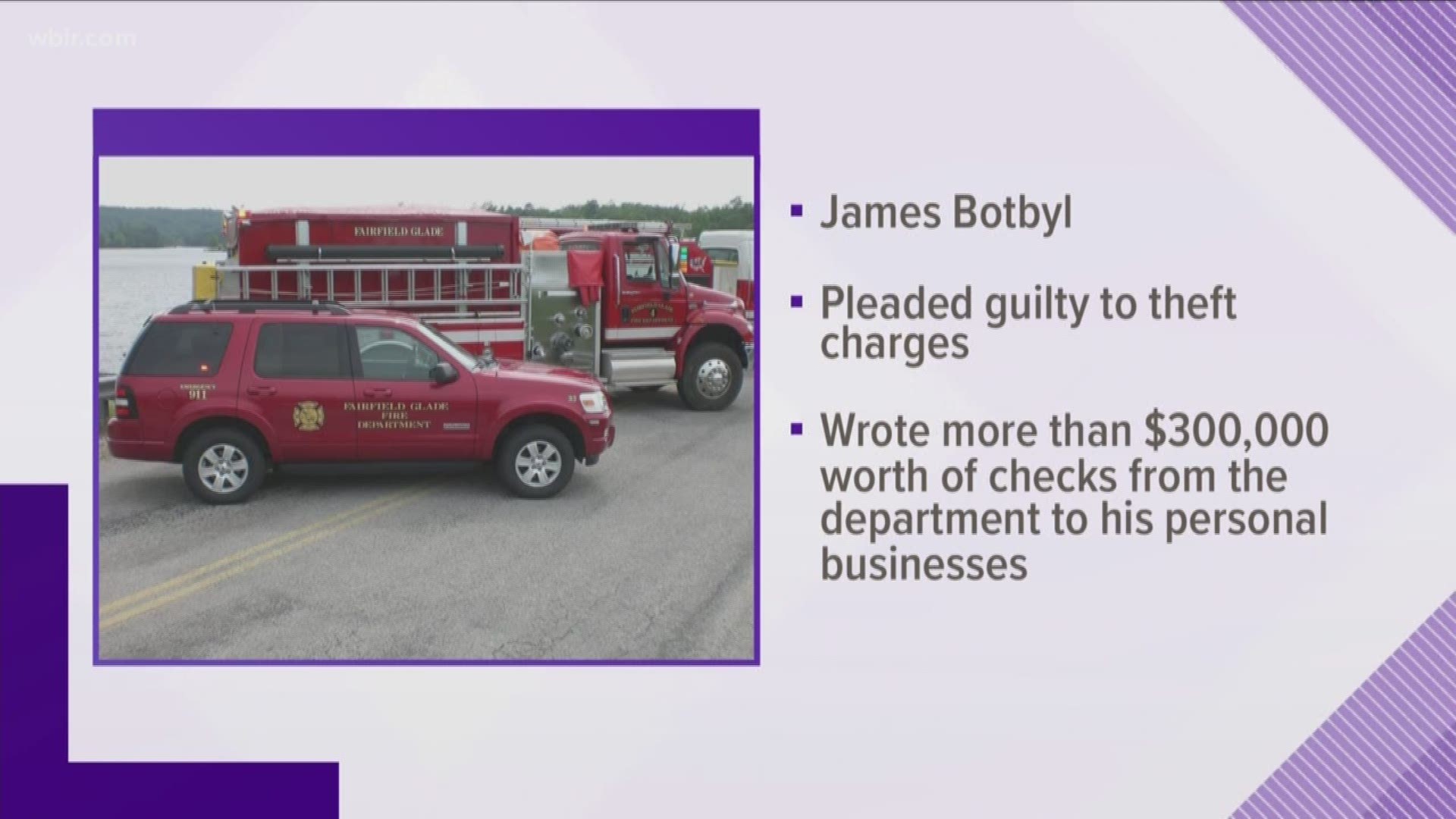 Investigators determined that he wrote 64 fire department checks totaling $302,303 payable to one of his two personal businesses.