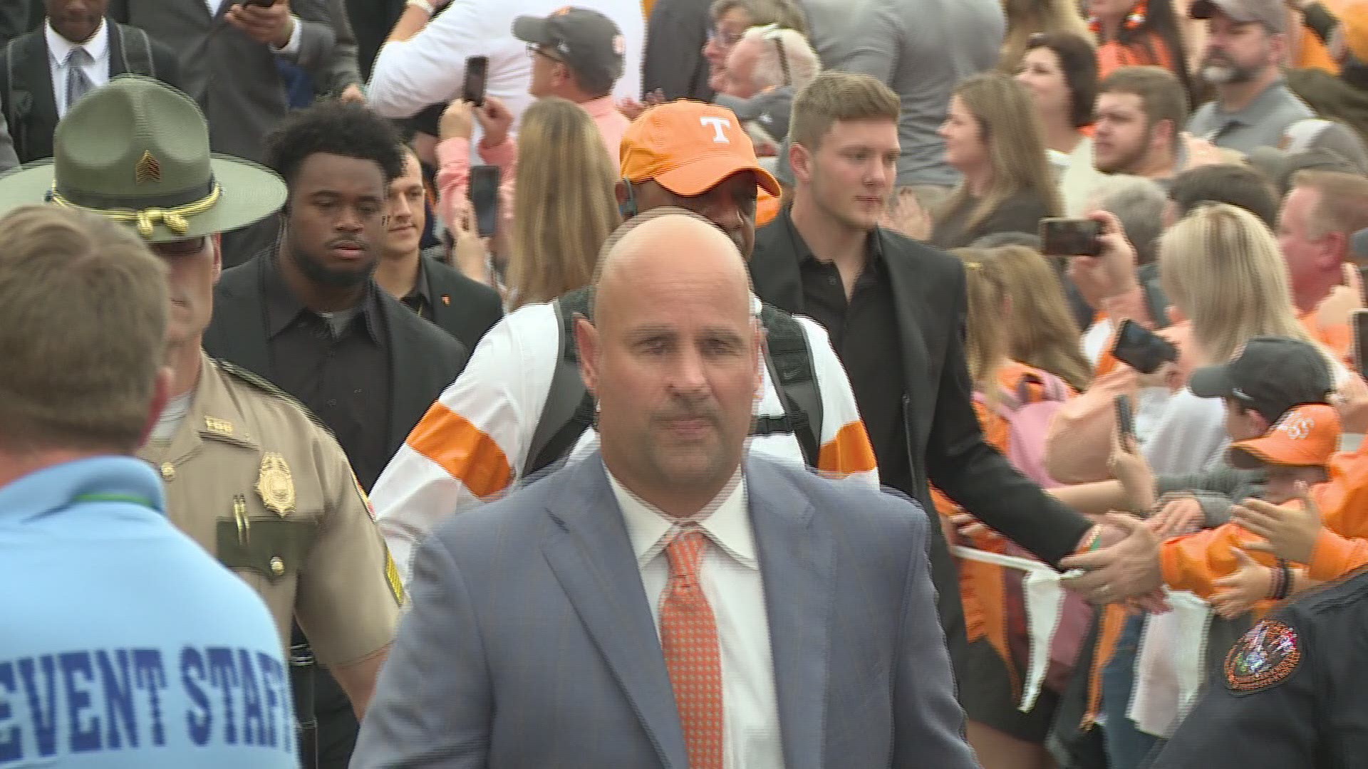 Tennessee enters Neyland Stadium through the Vol Walk as they get ready to take on South Carolina.