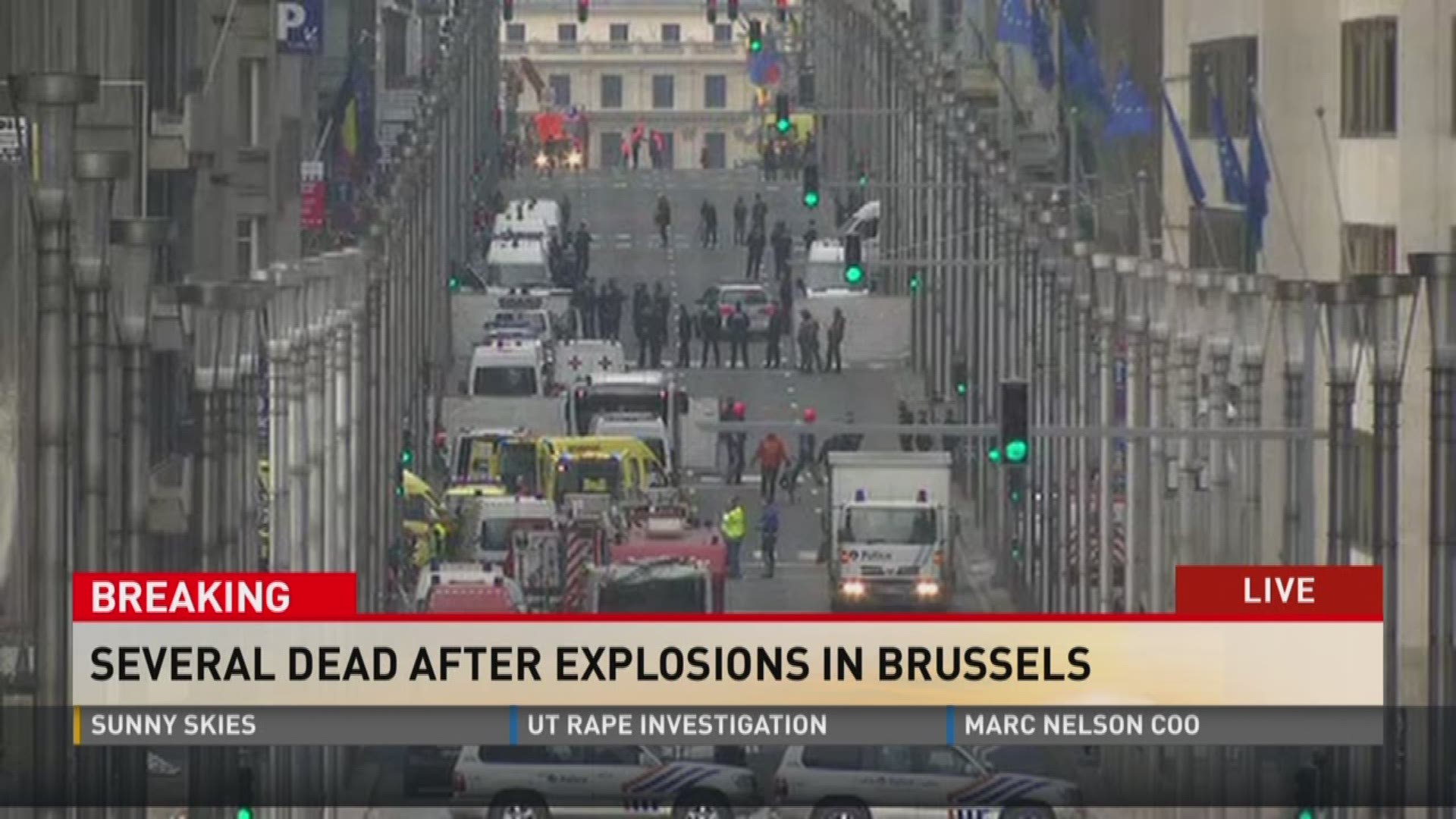 There were two explosions in Brussels on Tuesday.