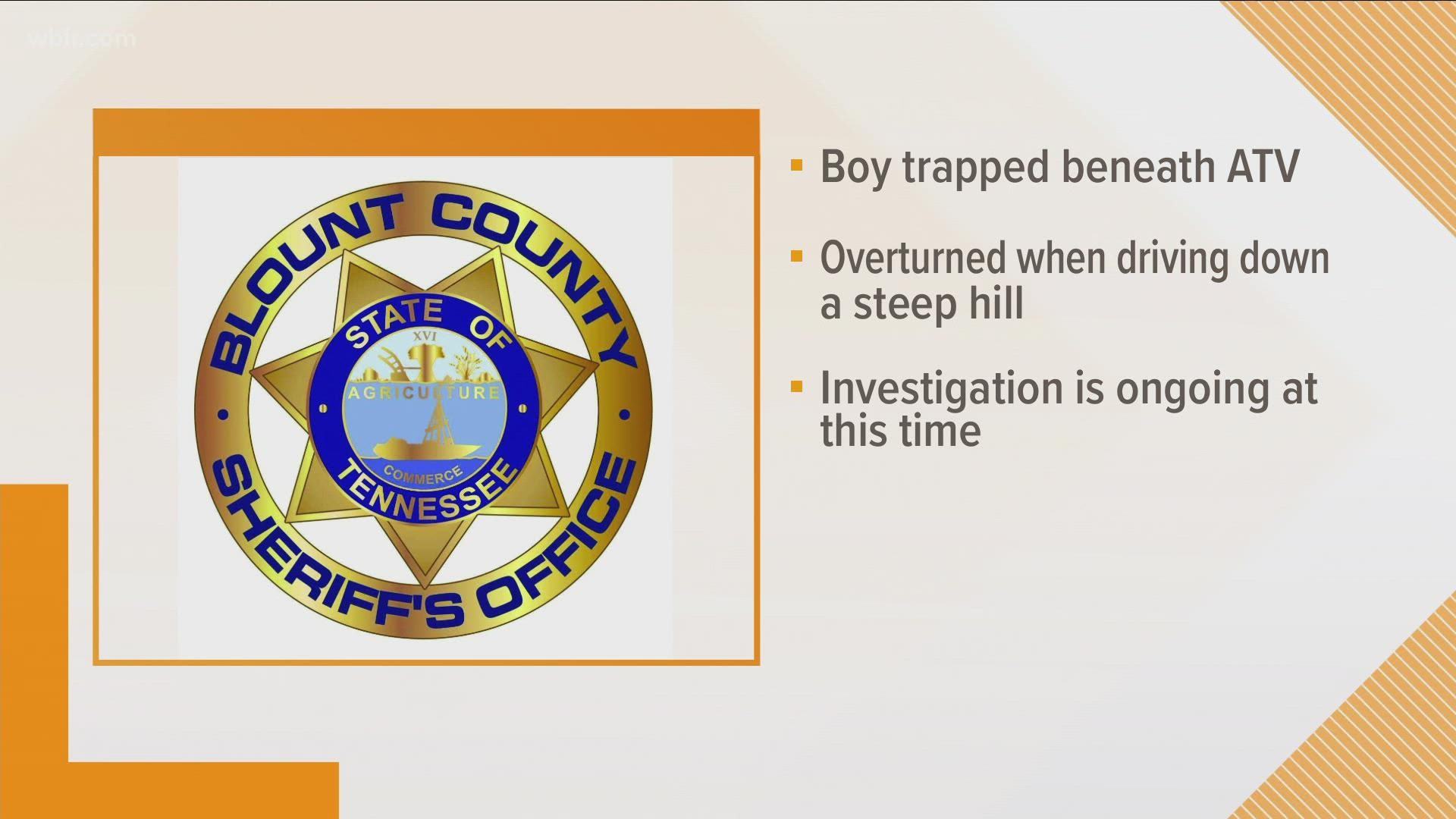 BCSO said the 11-year-old boy was driving the ATV  down a hill on private property when it overturned, pinning him beneath it.