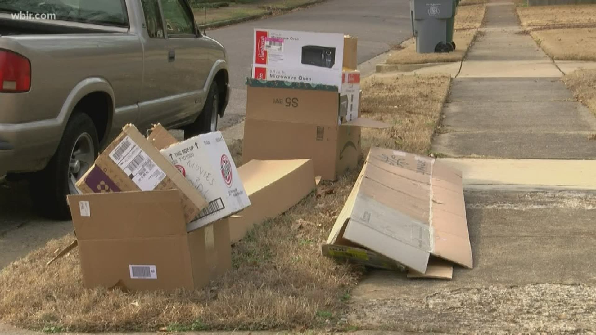 Placing boxes outside can alert potential thieves about what may be in your home.