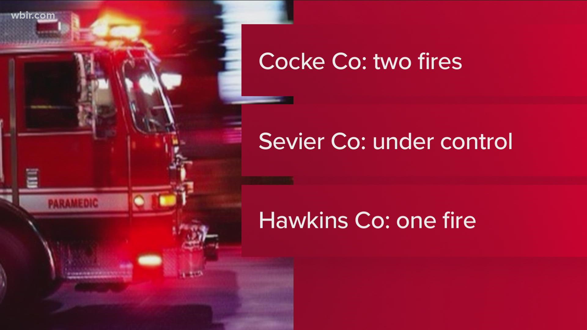 Emergency crews in Cocke County said they are fighting two fires — one on Middle Creek and another on Trail Hollow.