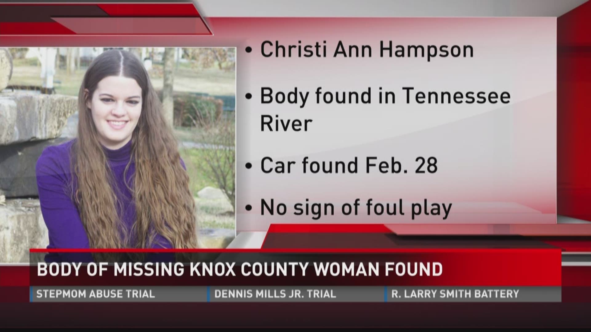 March 7, 2017: The body of a woman missing since last month has been found in Fort Loudoun Lake.