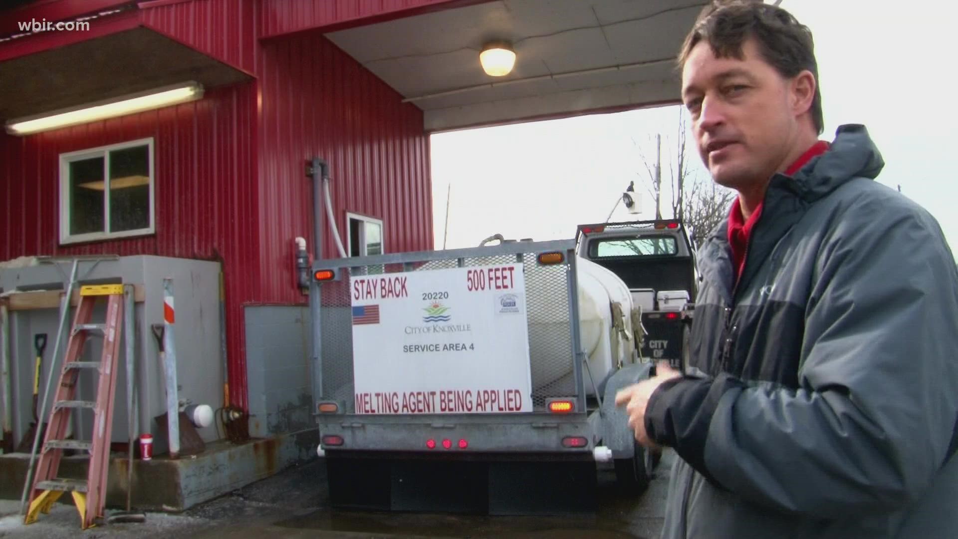 Salt and brine trucks are preparing to treat roads before more wintry weather arrives through the day Thursday.