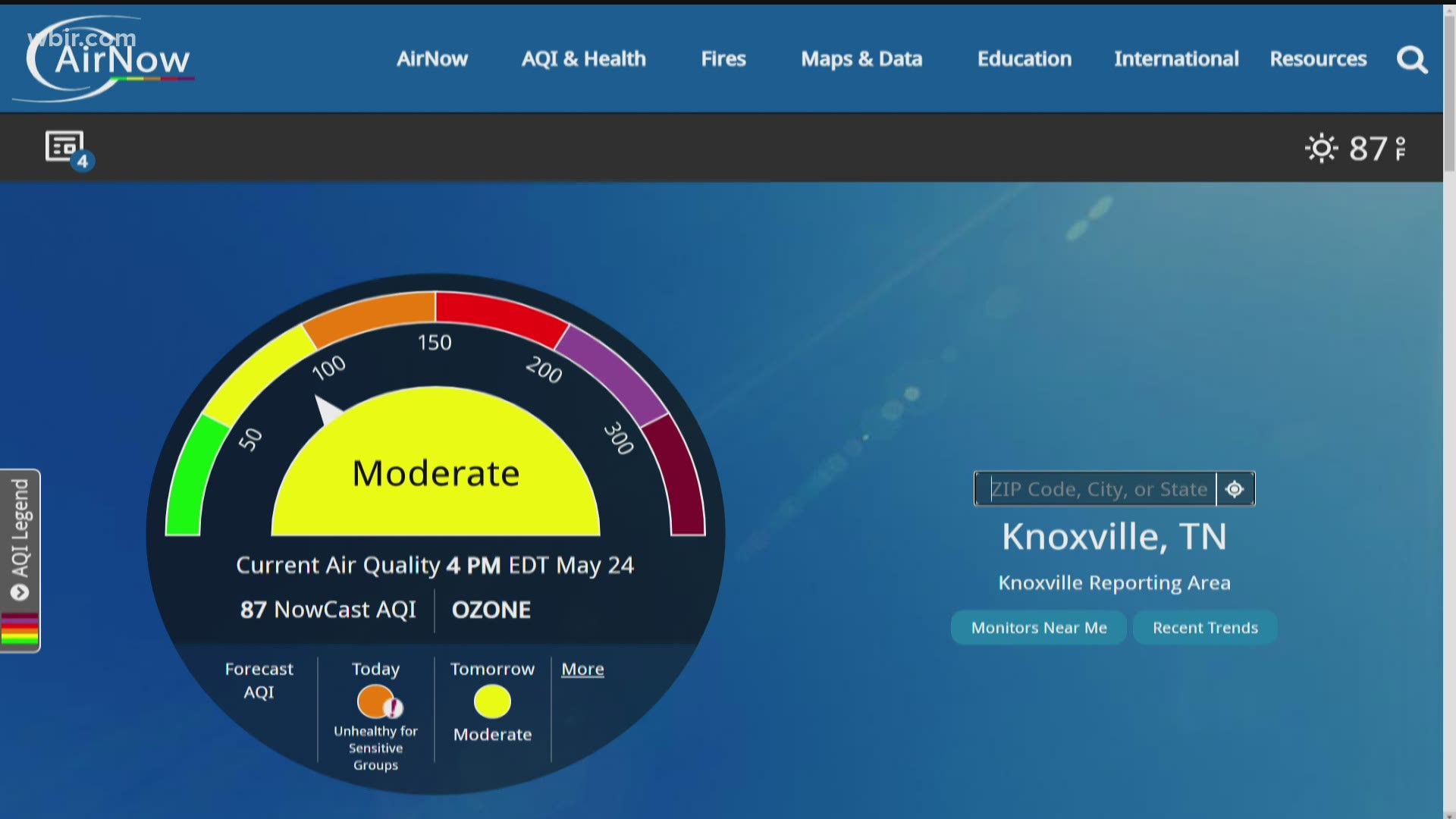 An air quality alert Monday prompted local authorities to ban open burning in Knox County.