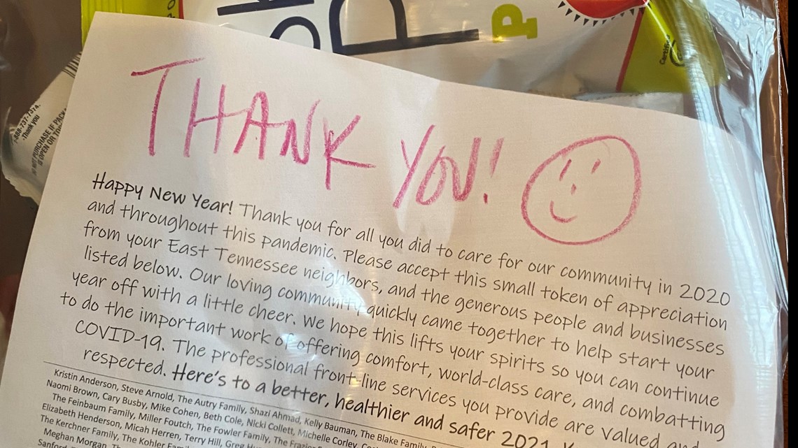 Expression of thanks Snack bags delivered to health care workers