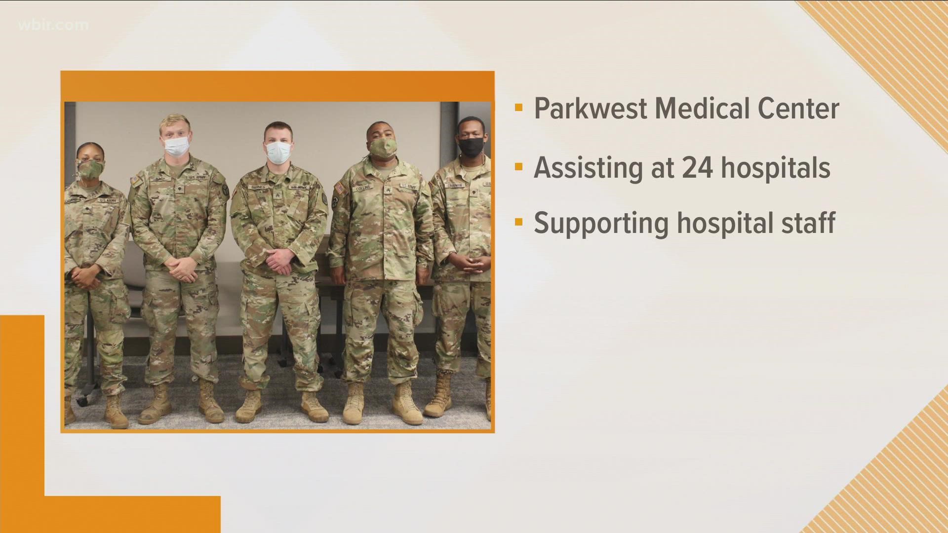 The Tennessee National Guard says they are helping 24 hospitals.