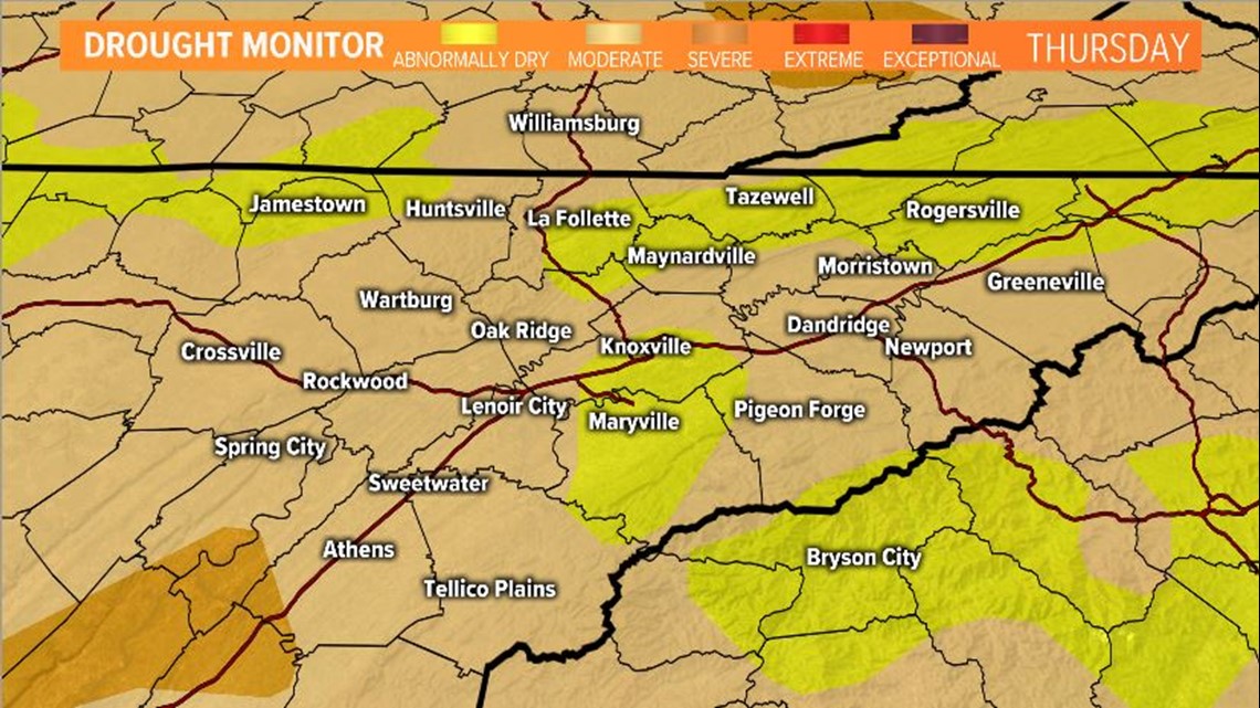 Parts of East Tennessee are now under severe drought conditions