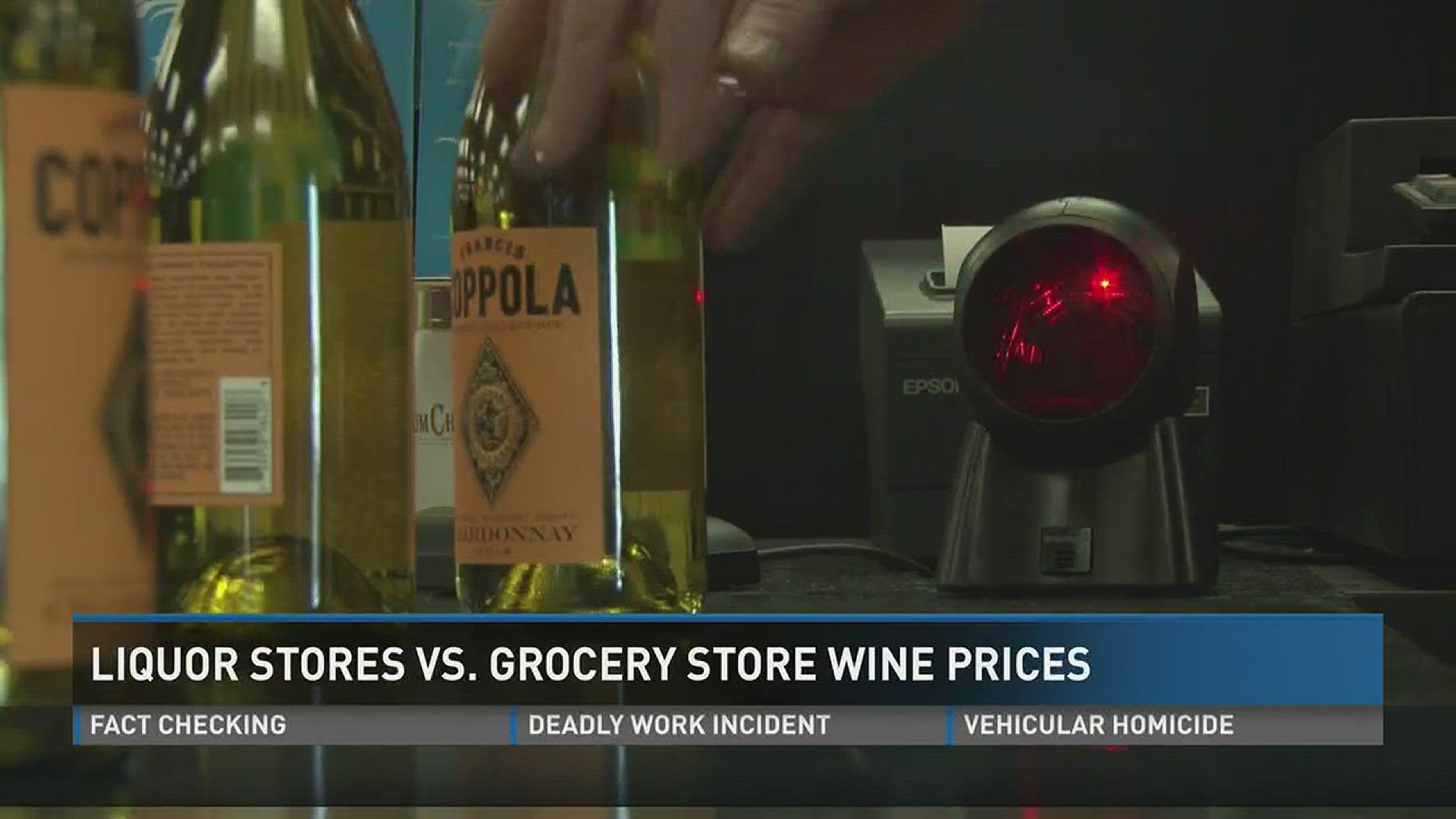 10News Anchor Aaron Wright compared wine prices at Bob's Liquor and Wine store to grocery store prices after the major sales policy chance at the beginning of the month here in Tennessee.