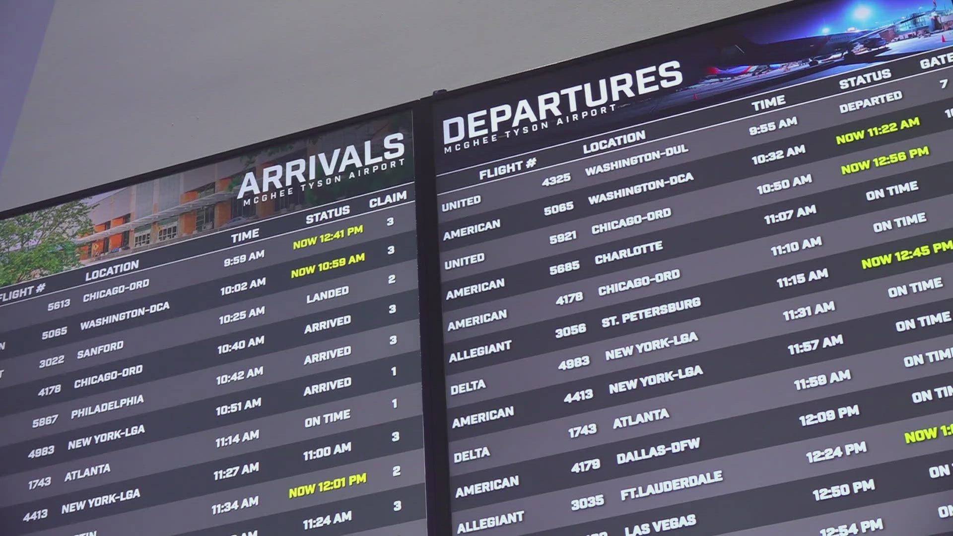 The airport recommends that travelers arrive at least two hours before their flights.