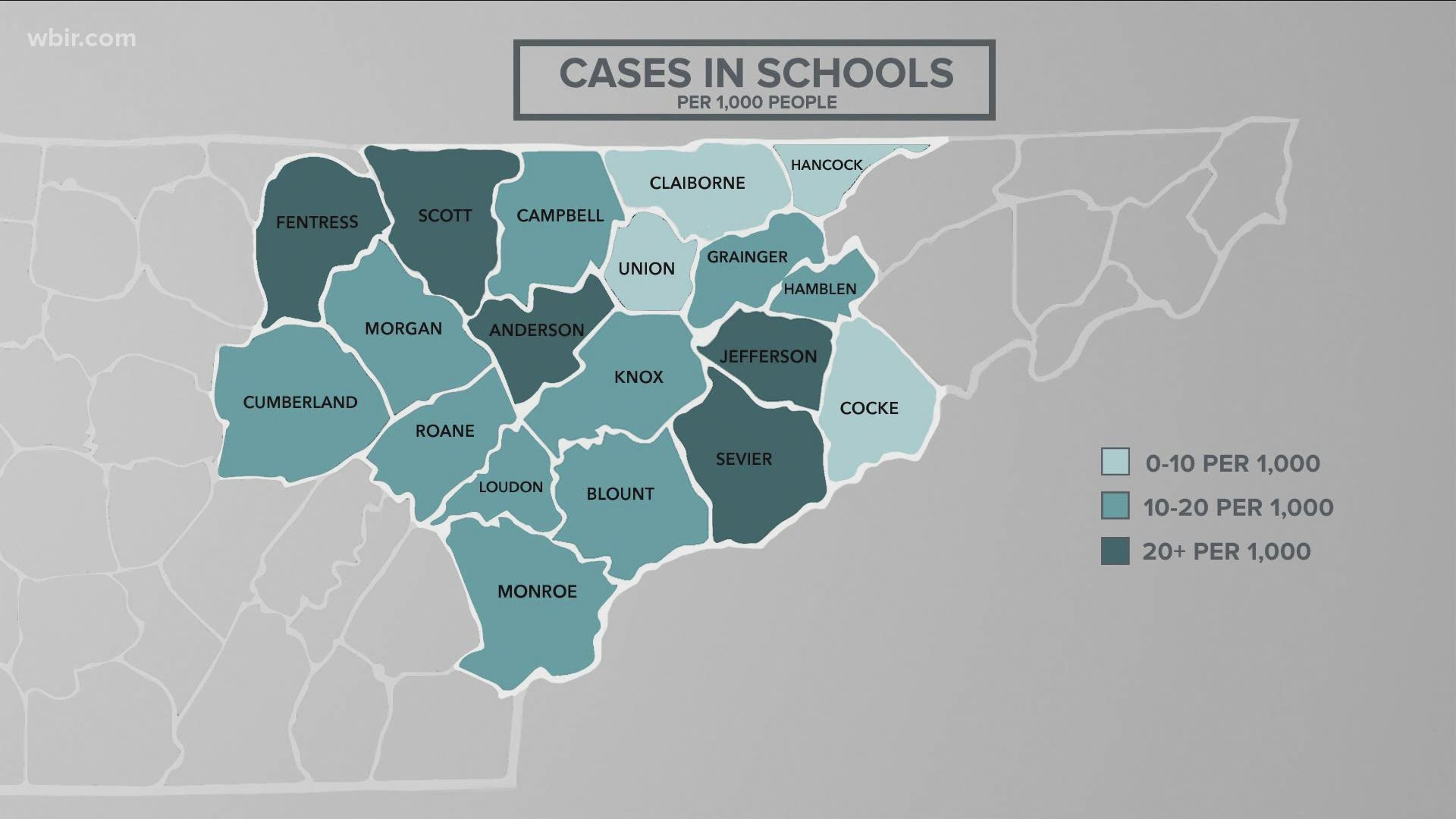 One in every 75 students and staff members across East Tennessee have tested positive this school year.