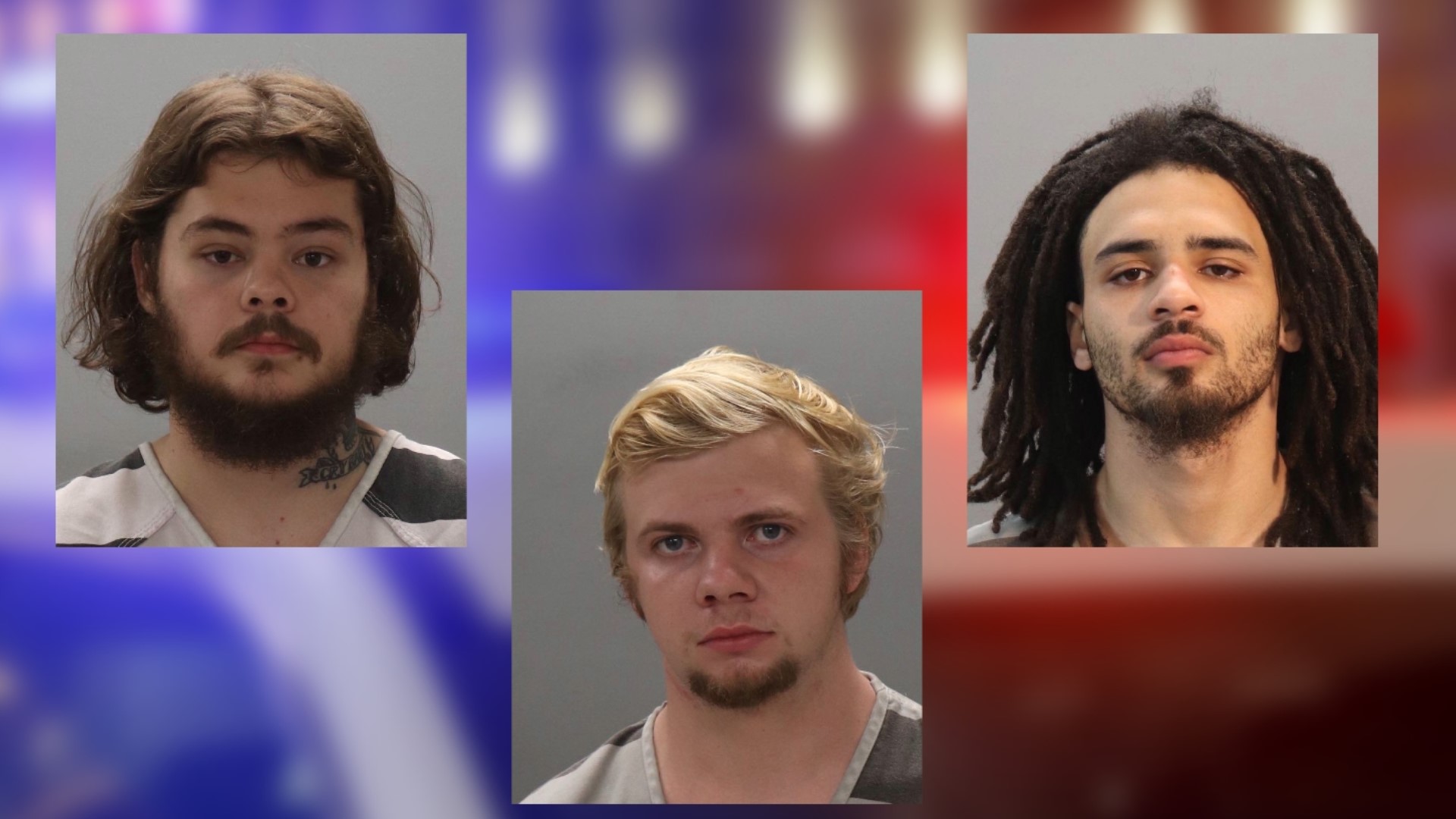 Zachary Trey Jordan, 23, William Gage Brewster, 22 and Dalton Kevin Davis, 22, were all arrested and were in custody as of Tuesday.
