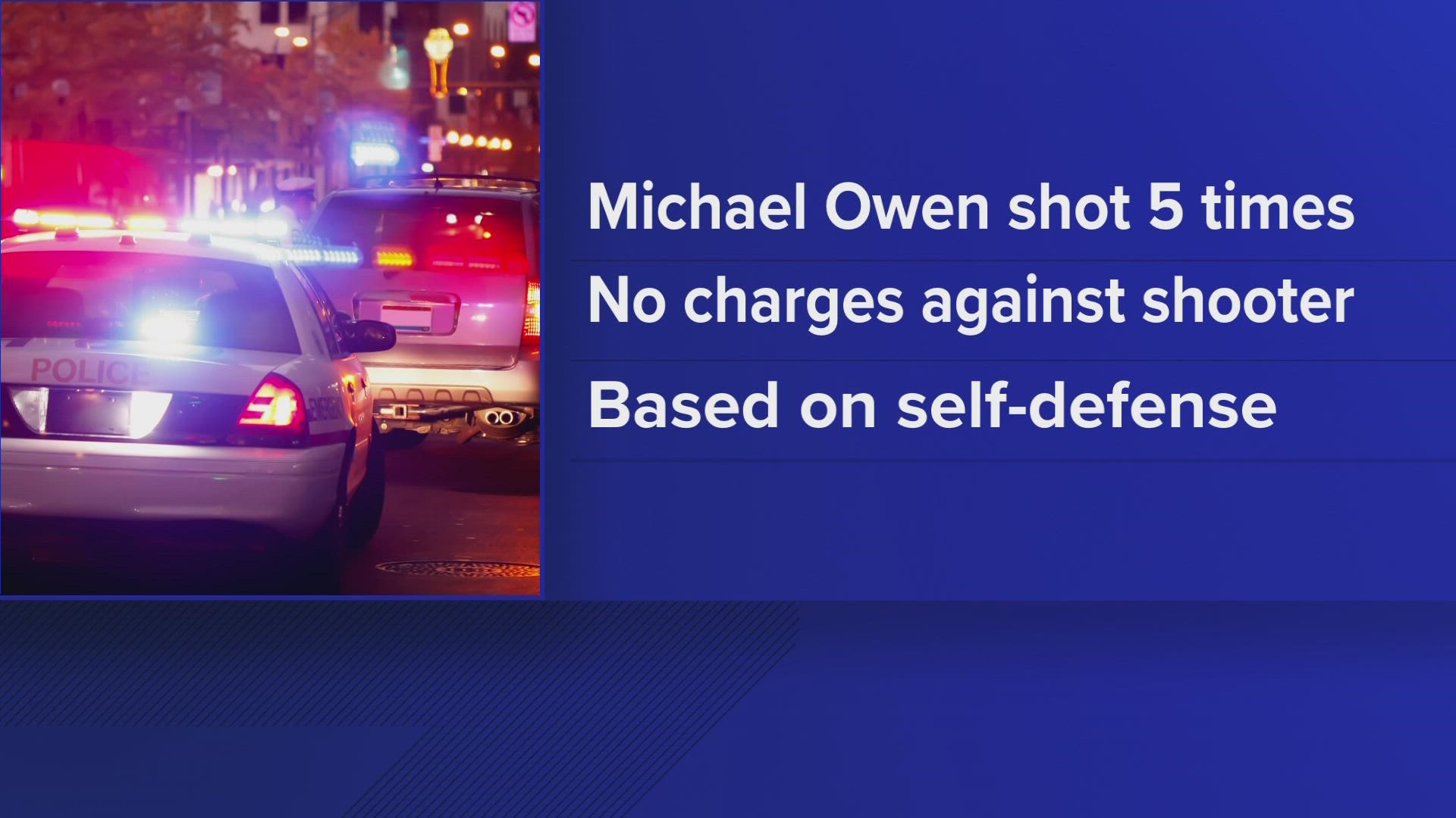 In May 2022, Michael Owen was shot by a homeowner as the District Attorney said he was trying to break in through the front door.