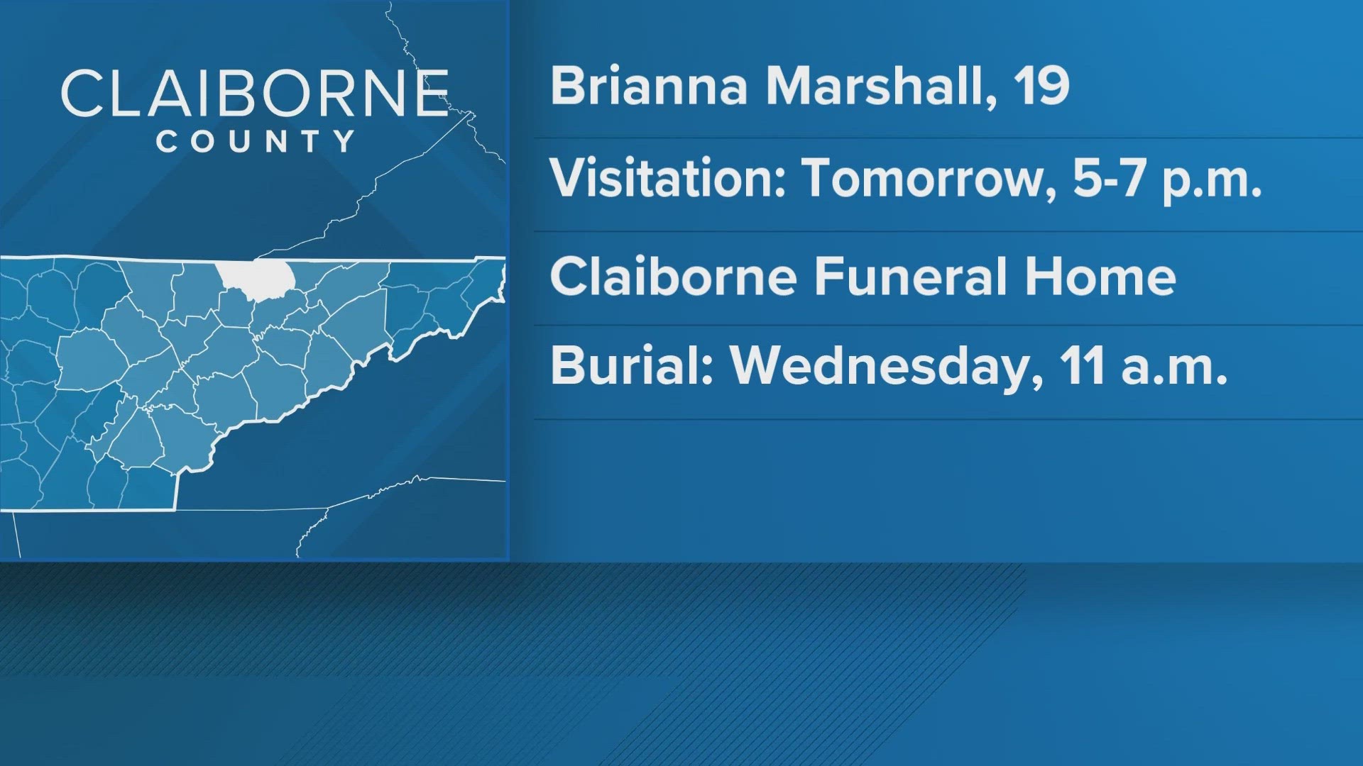 19-year-old Brianna Marshall died following a wreck on Friday. State Troopers say she lost control of her car and hit a tree on Clouds Road in Claiborne County.