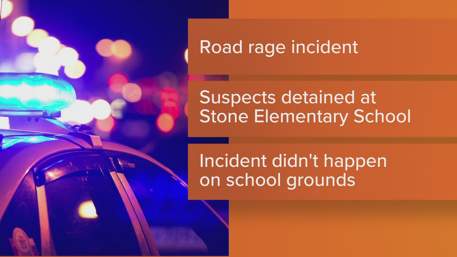 According to police, no one was injured during that road rage shooting. The shooting did not happen on school grounds but two schools did go into lockdown.