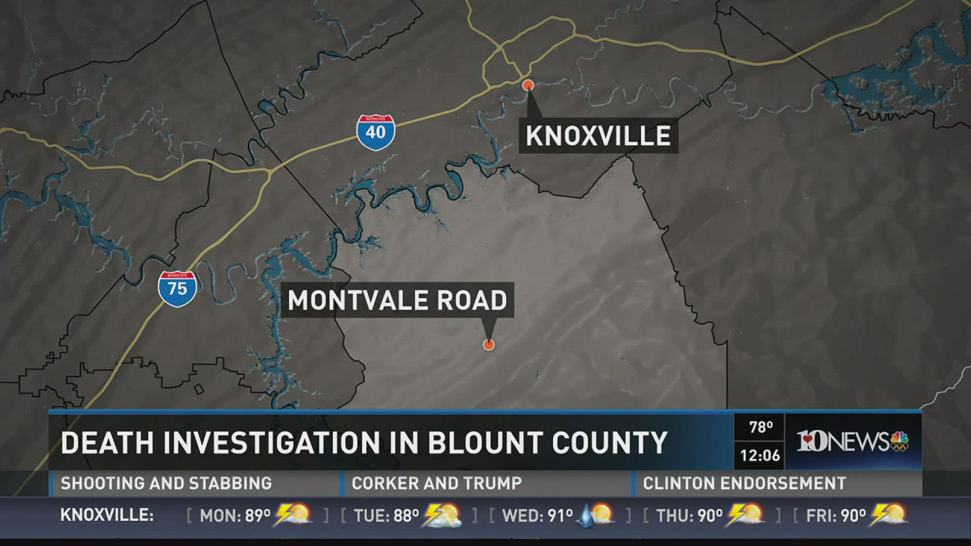 June 11, 2016 at noon: The Blount County Sheriff's Office said patrolmen found the body of a woman around 8:15 a.m. Sunday in an apartment off Montvale Road.